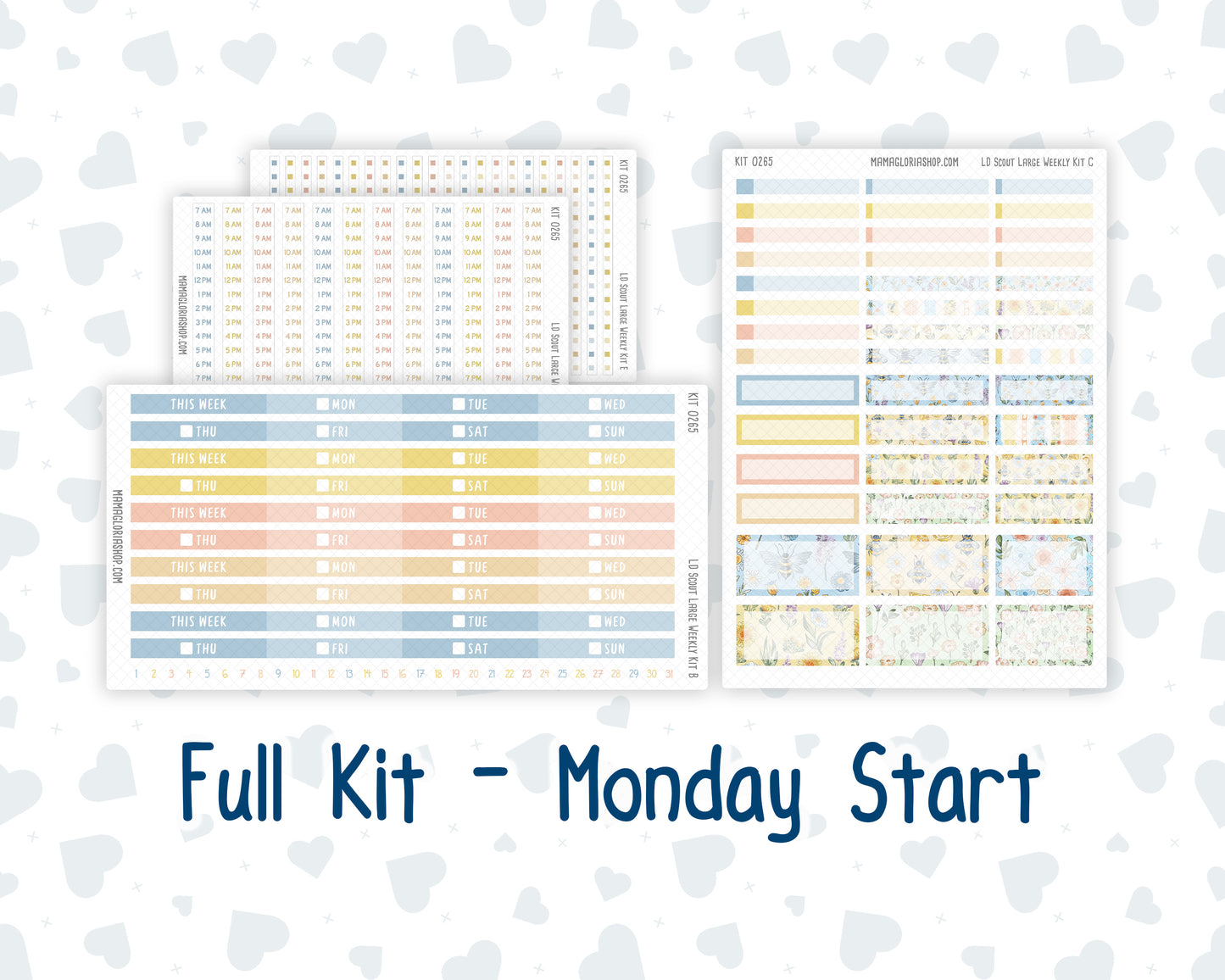 Kit 0265 - Laurel Denise The Scout Planner Large - Weekly Kit - May - Honeybee Sky