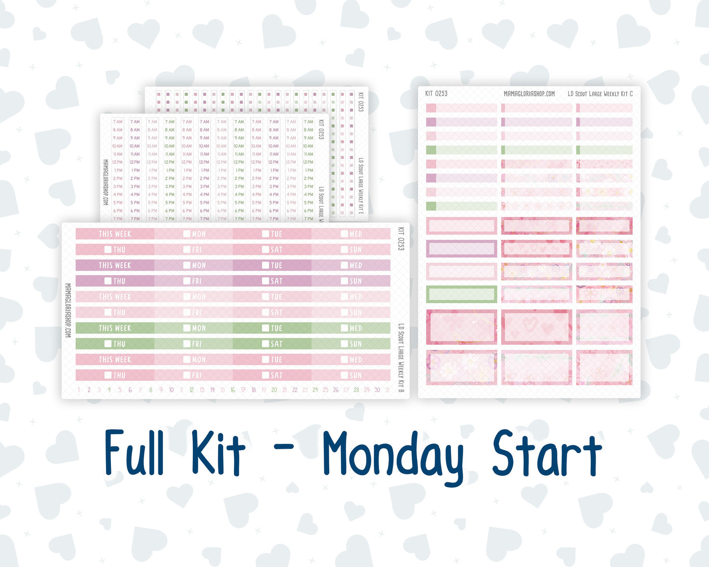 Kit 0253 - Laurel Denise The Scout Planner Large - Weekly Kit - February - Rosy Daydreams