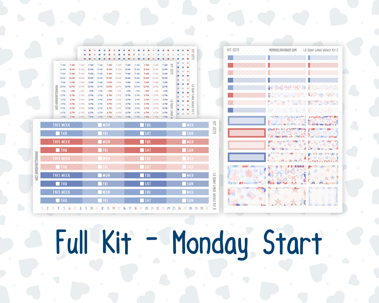 Kit 0273 - Laurel Denise The Scout Planner Large - Weekly Kit - July - Americana In Bloom