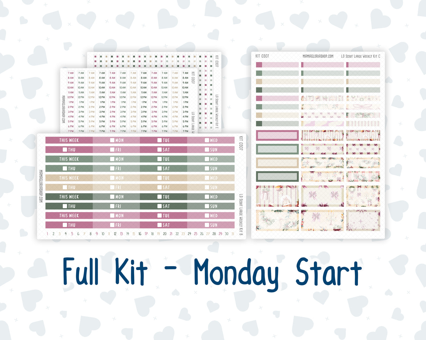 Kit 0307 - Laurel Denise The Scout Planner Large - Weekly Kit - December - Velvet Hearth