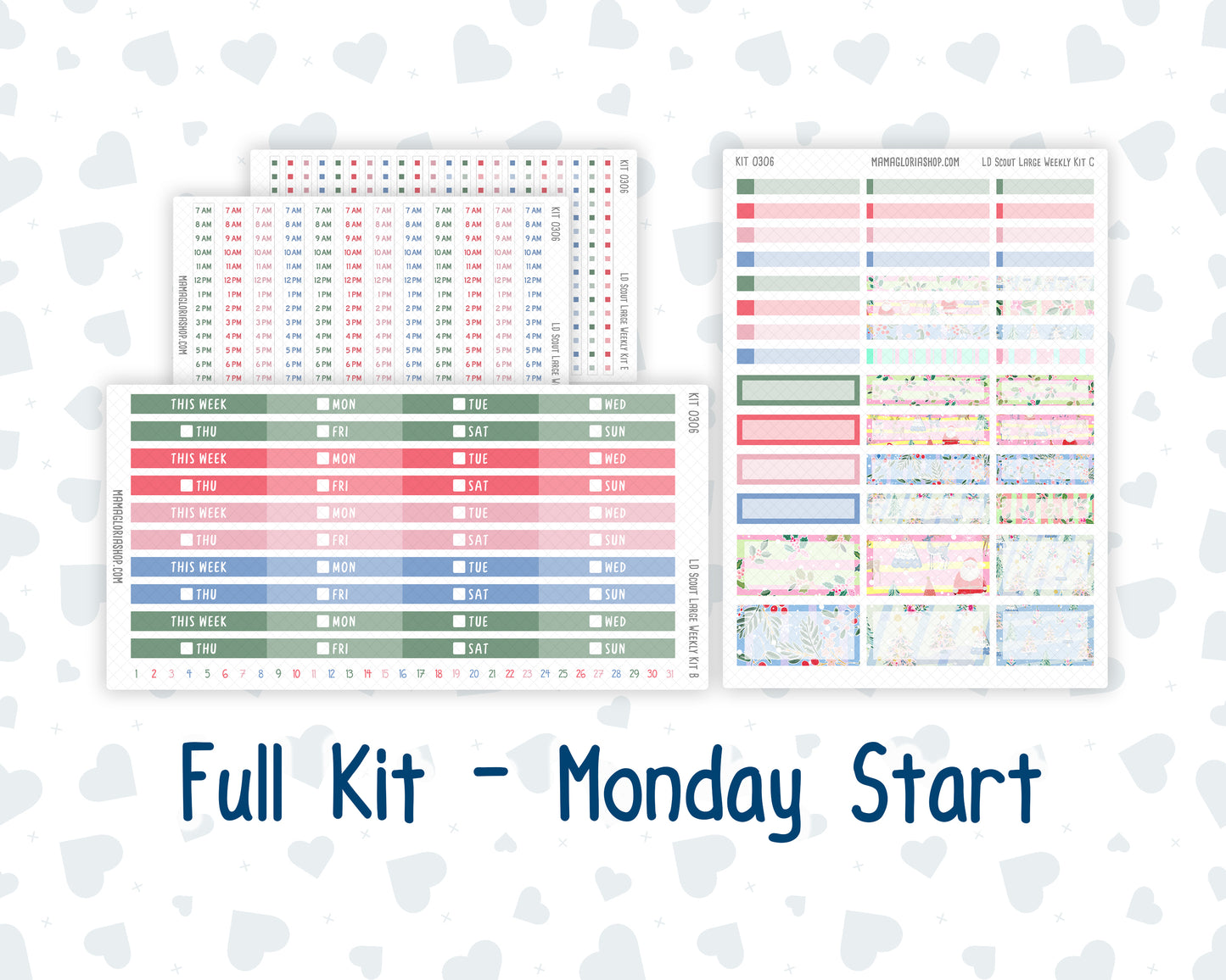 Kit 0306 - Laurel Denise The Scout Planner Large - Weekly Kit - December - Jolly Mischief
