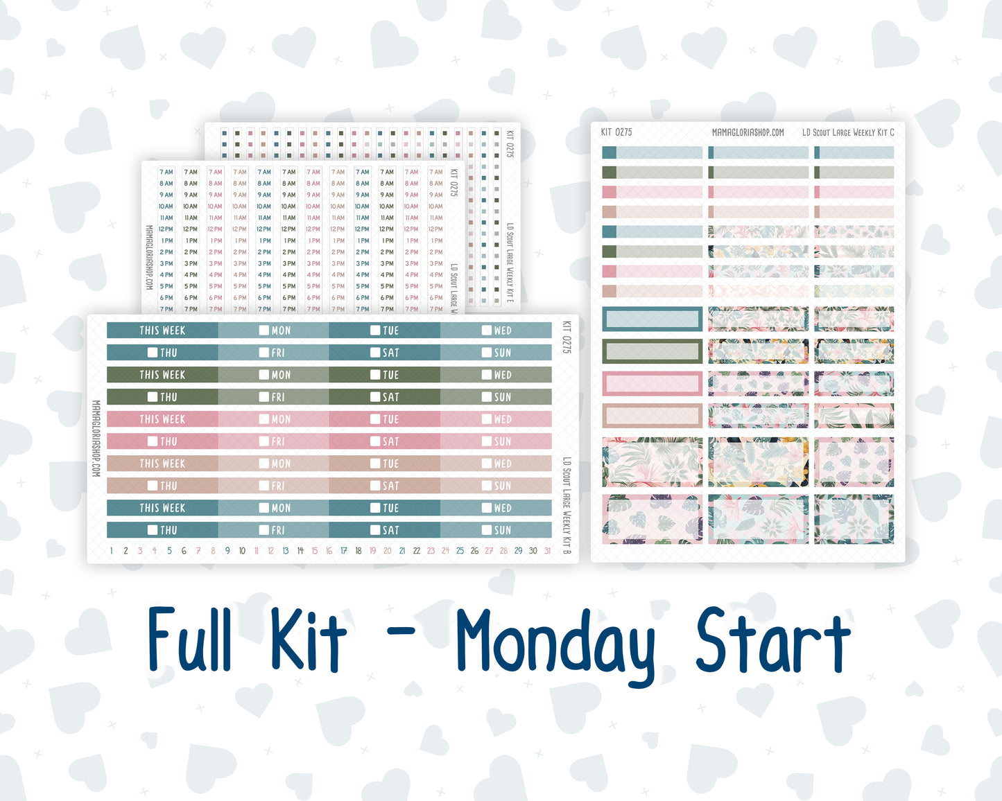 Kit 0275 - Laurel Denise The Scout Planner Large - Weekly Kit - July - Tropical Safari Blush