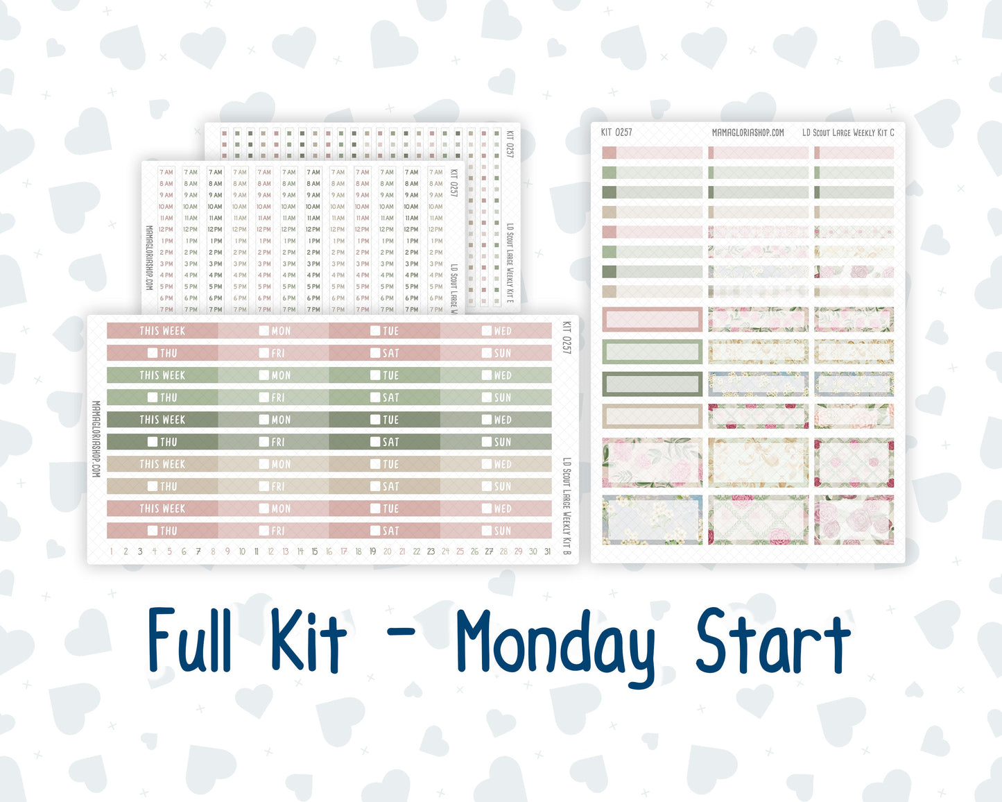 Kit 0257 - Laurel Denise The Scout Planner Large - Weekly Kit - March - Blush Garden