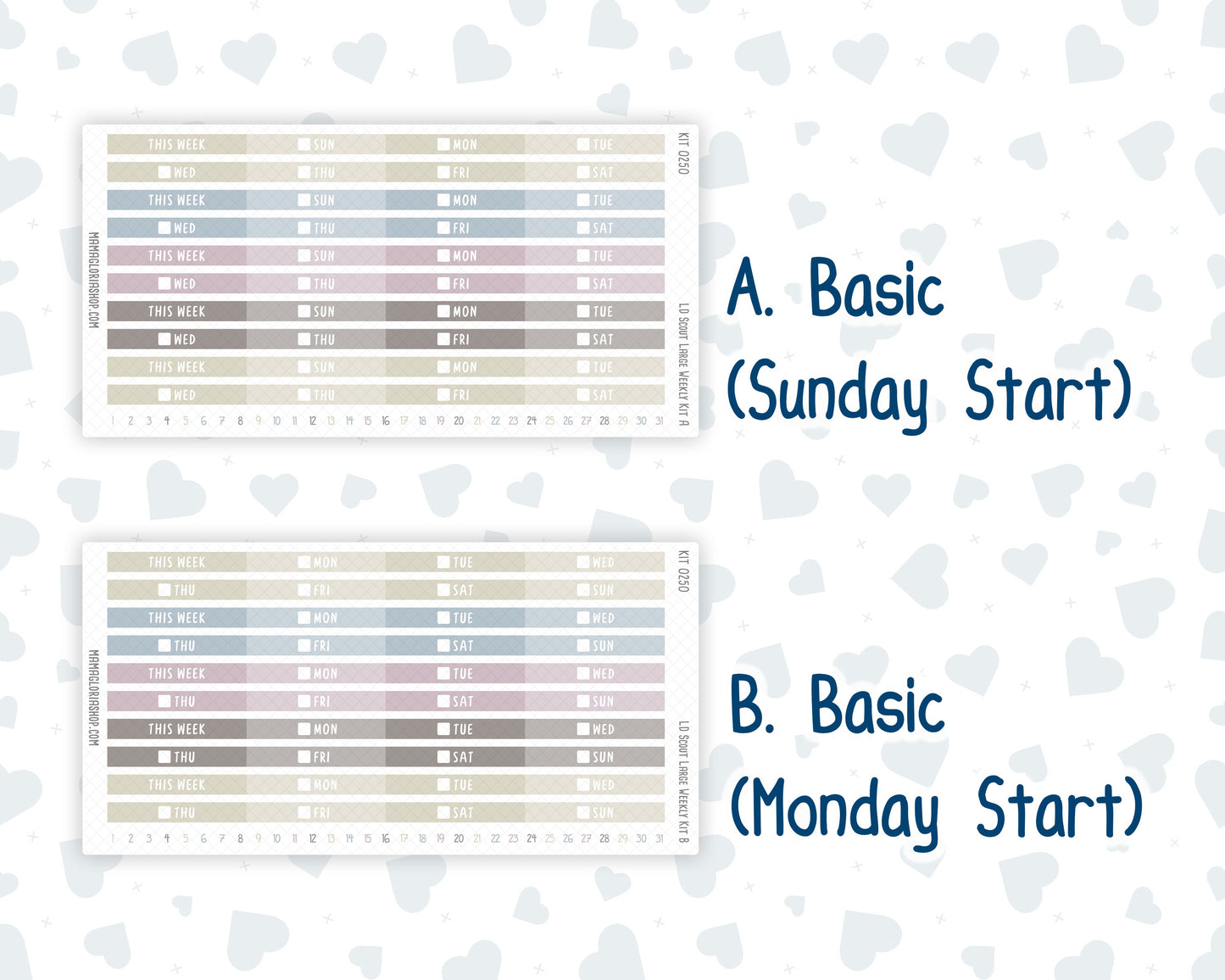 Kit 0250 - Laurel Denise The Scout Planner Large - Weekly Kit - Quiet January