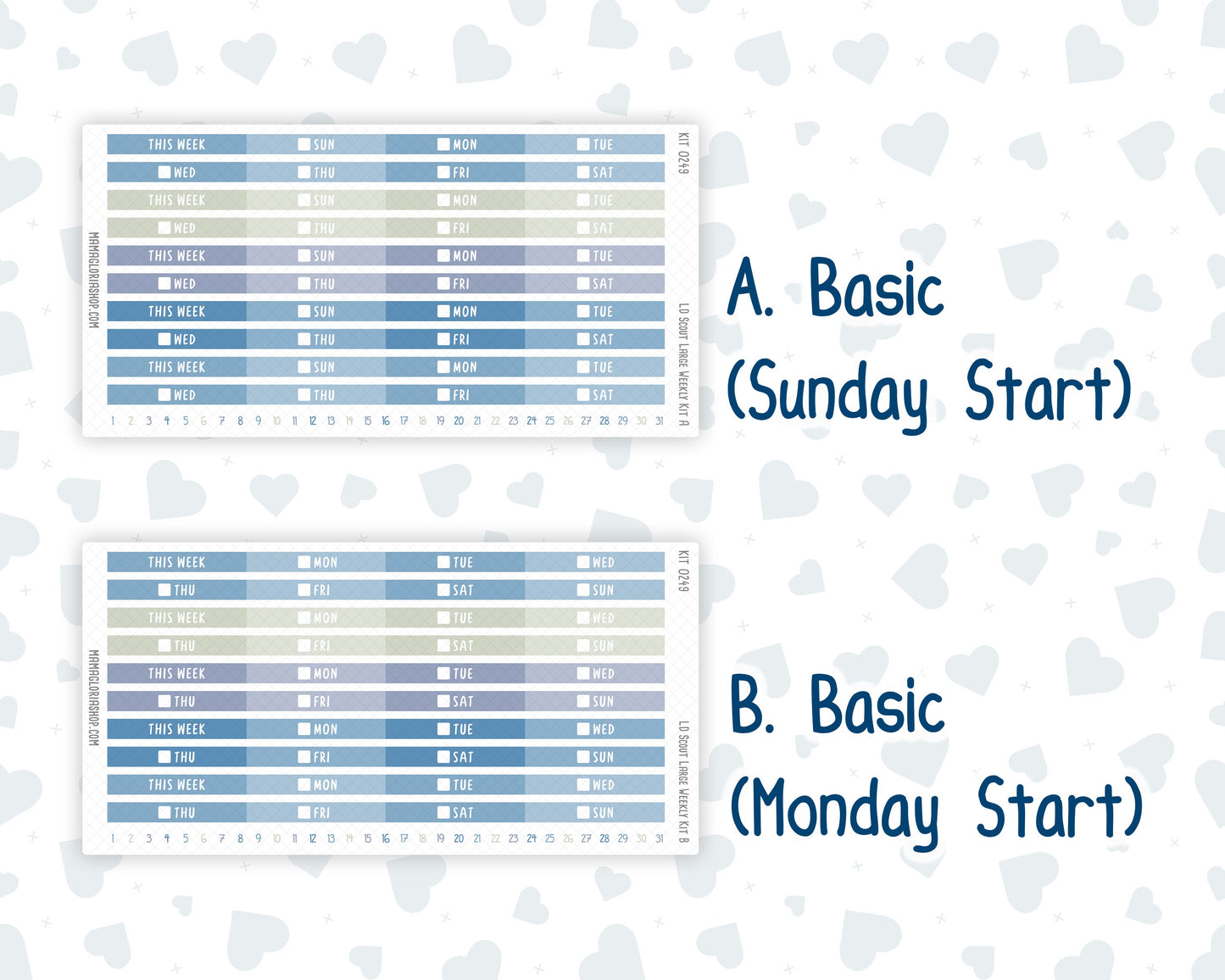 Kit 0249 - Laurel Denise The Scout Planner Large - Weekly Kit - January - Icy Lace