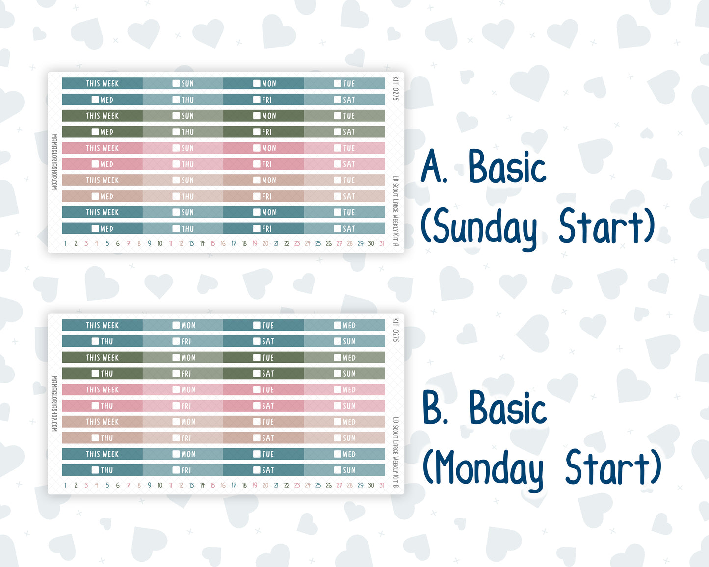 Kit 0275 - Laurel Denise The Scout Planner Large - Weekly Kit - July - Tropical Safari Blush