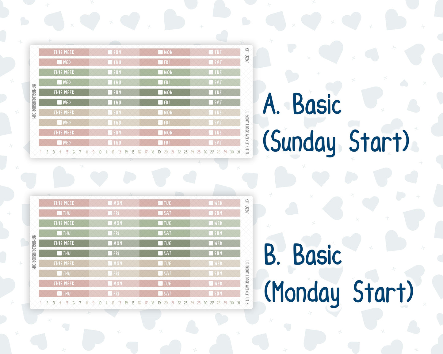 Kit 0257 - Laurel Denise The Scout Planner Large - Weekly Kit - March - Blush Garden