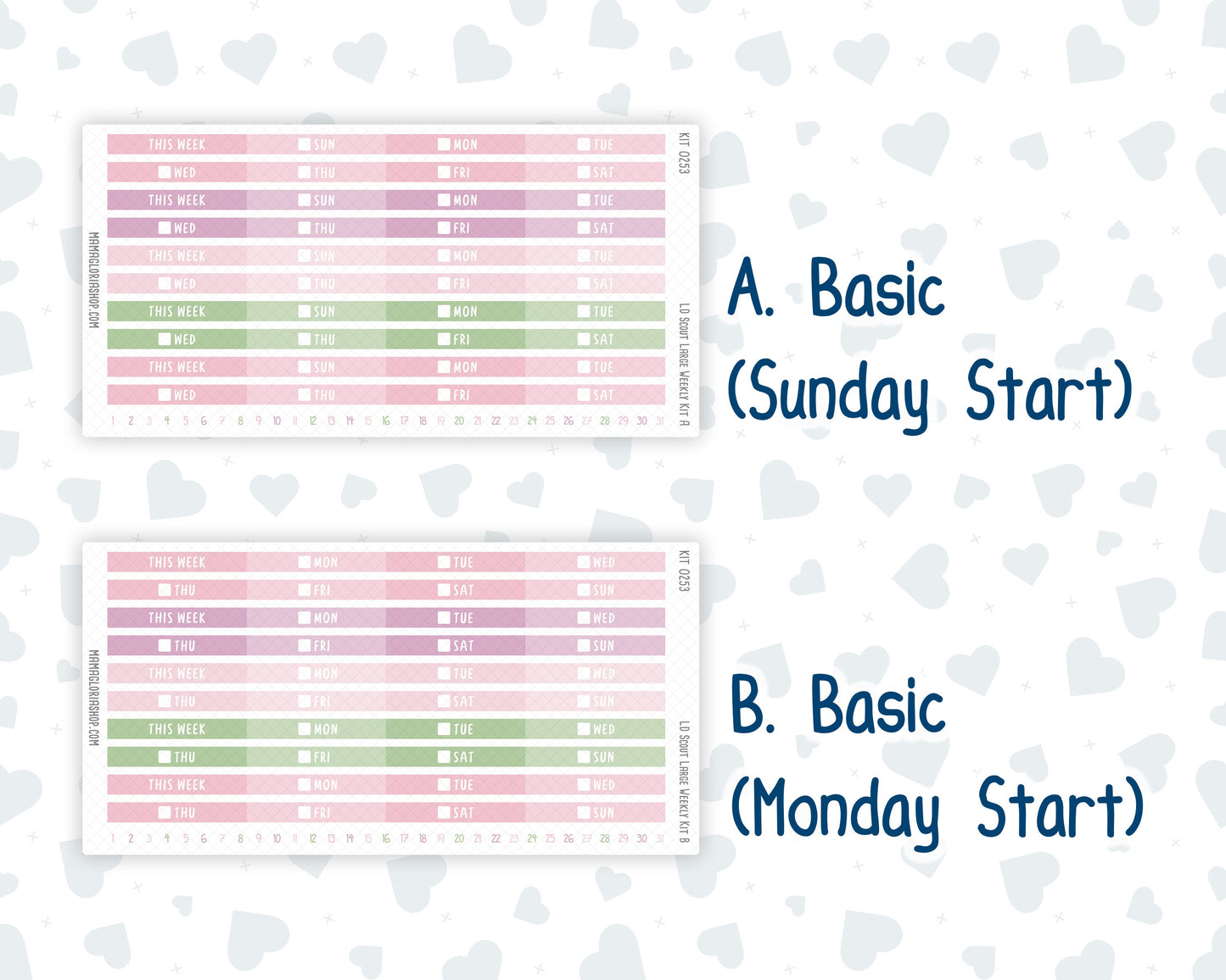 Kit 0253 - Laurel Denise The Scout Planner Large - Weekly Kit - February - Rosy Daydreams
