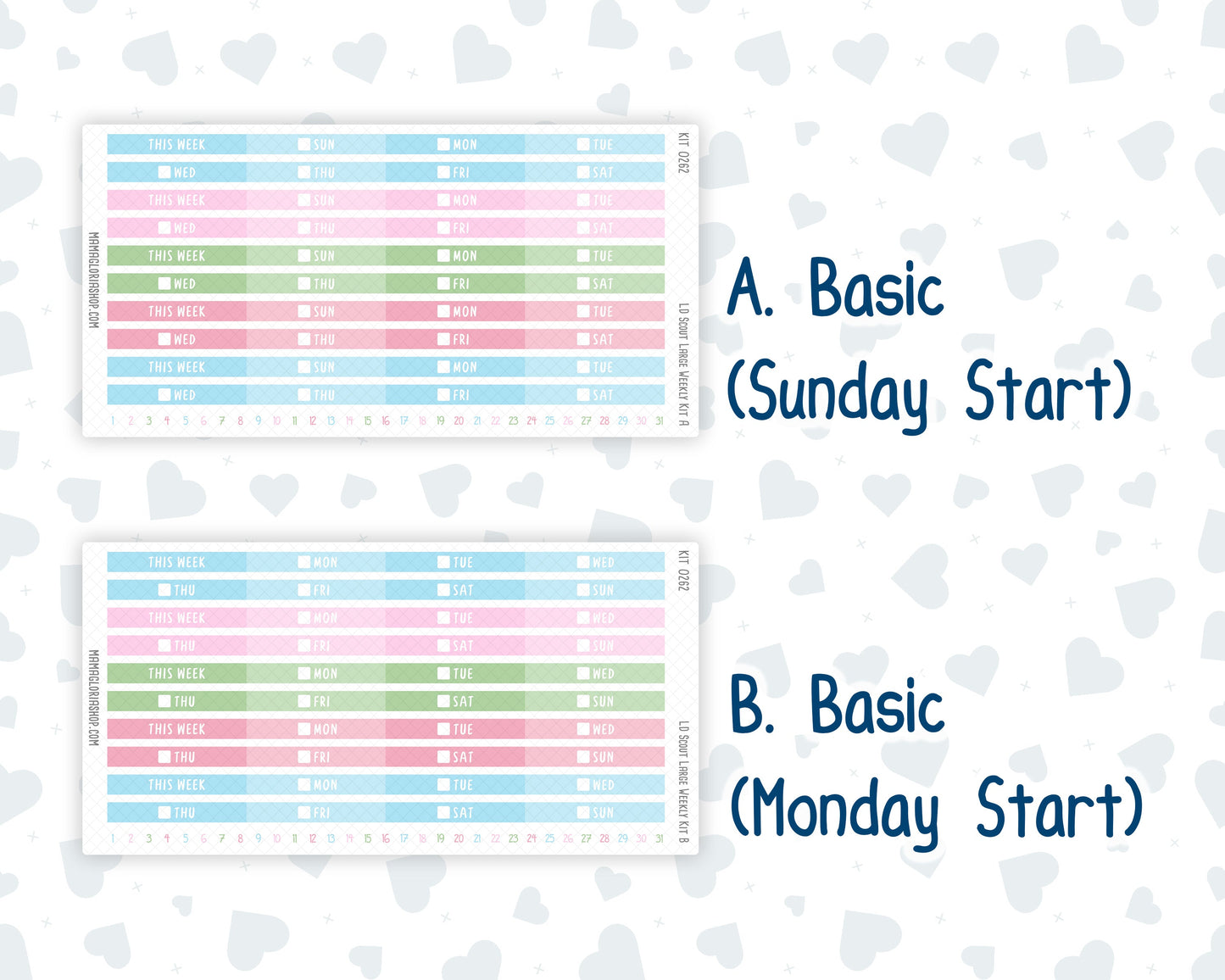 Kit 0262 - Laurel Denise The Scout Planner Large - Weekly Kit - April - Spring Puffs