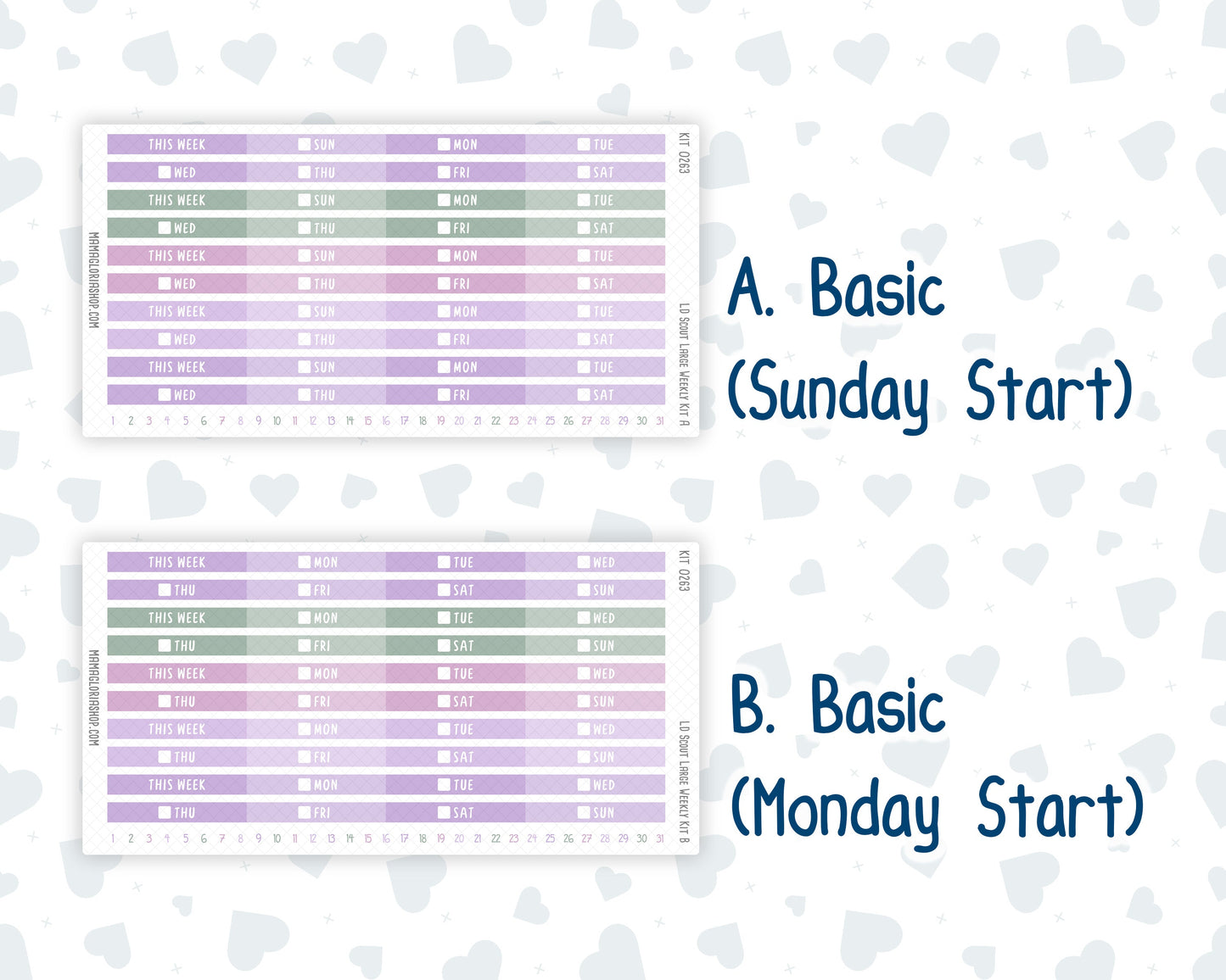 Kit 0263 - Laurel Denise The Scout Planner Large - Weekly Kit - April - Lavender Drift