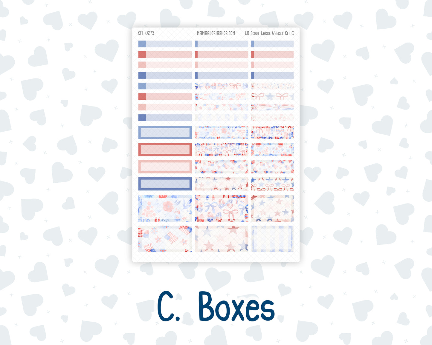 Kit 0273 - Laurel Denise The Scout Planner Large - Weekly Kit - July - Americana In Bloom