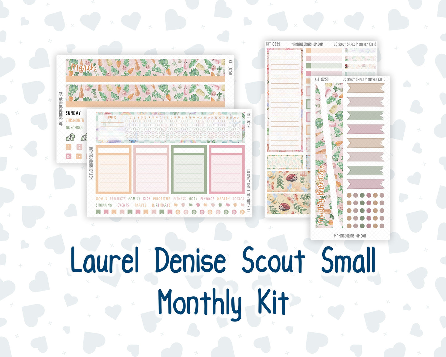 Kit 0259 - Laurel Denise The Scout Planner Small - Monthly Kit - March - Spring Garden Chores