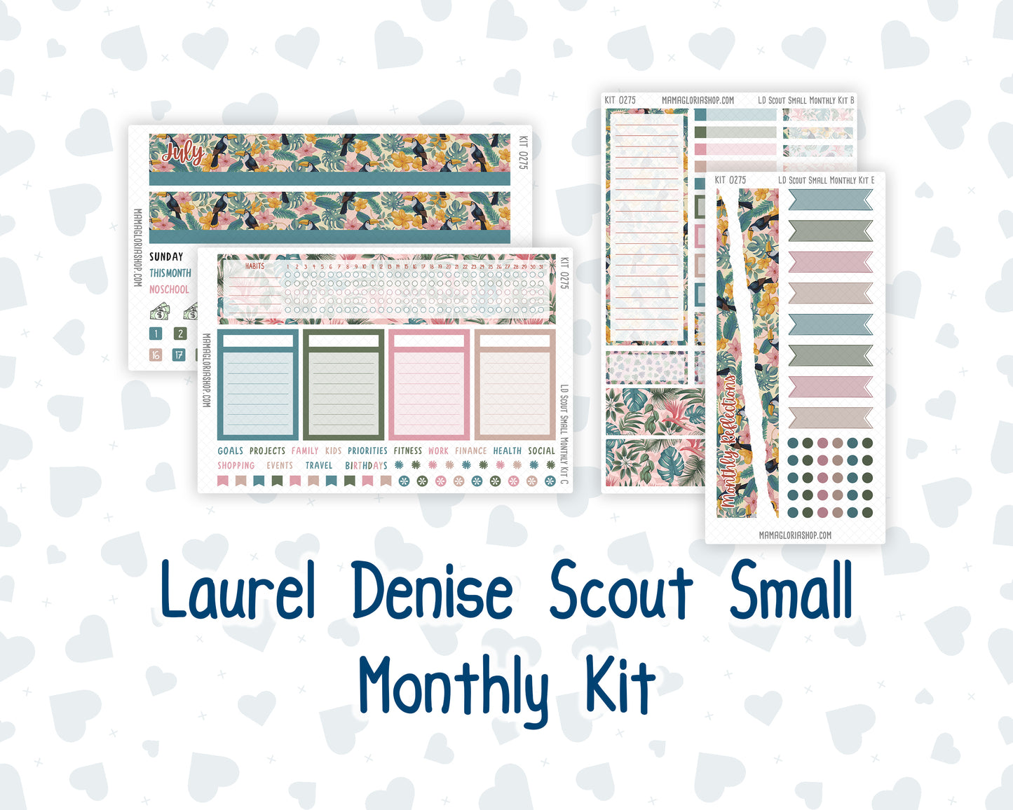 Kit 0275 - Laurel Denise The Scout Planner Small - Monthly Kit - July - Tropical Safari Blush
