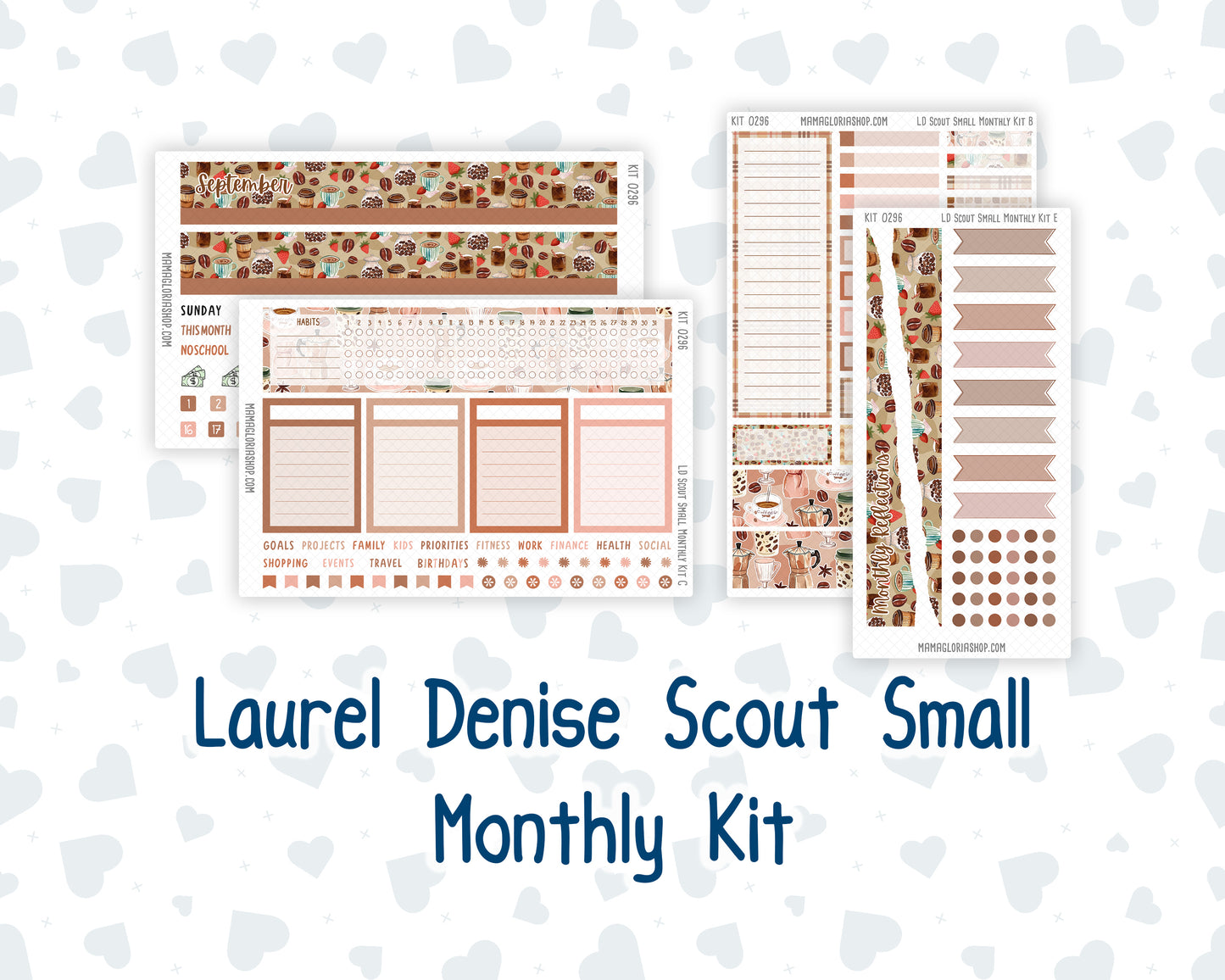 Kit 0296 - Laurel Denise The Scout Planner Small - Monthly Kit - September - Coffee Break