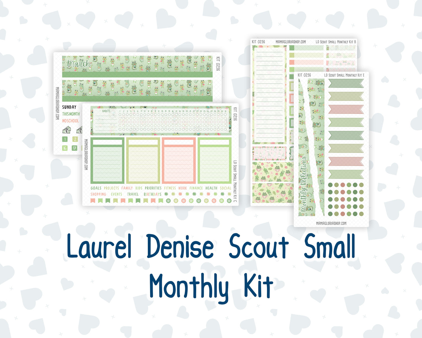 Kit 0256 - Laurel Denise The Scout Planner Small - Monthly Kit - March - Froggy Luck
