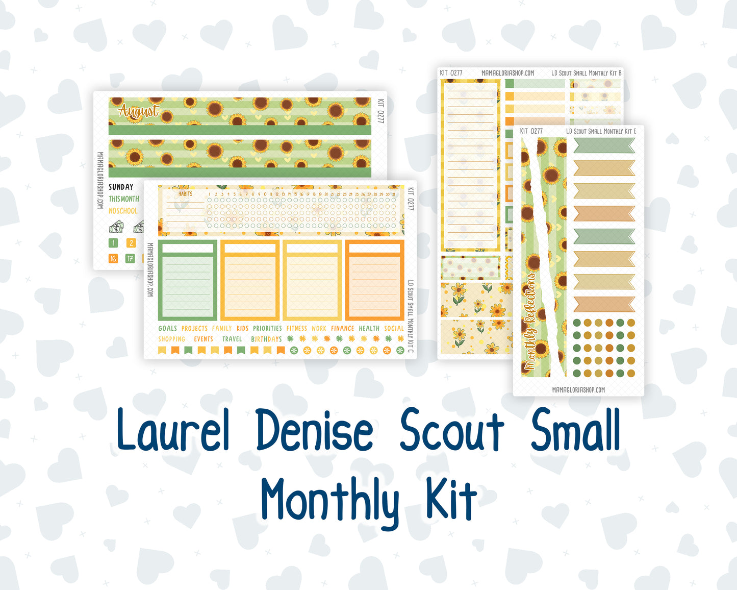 Kit 0277 - Laurel Denise The Scout Planner Small - Monthly Kit - August - Sunflower Drama Club