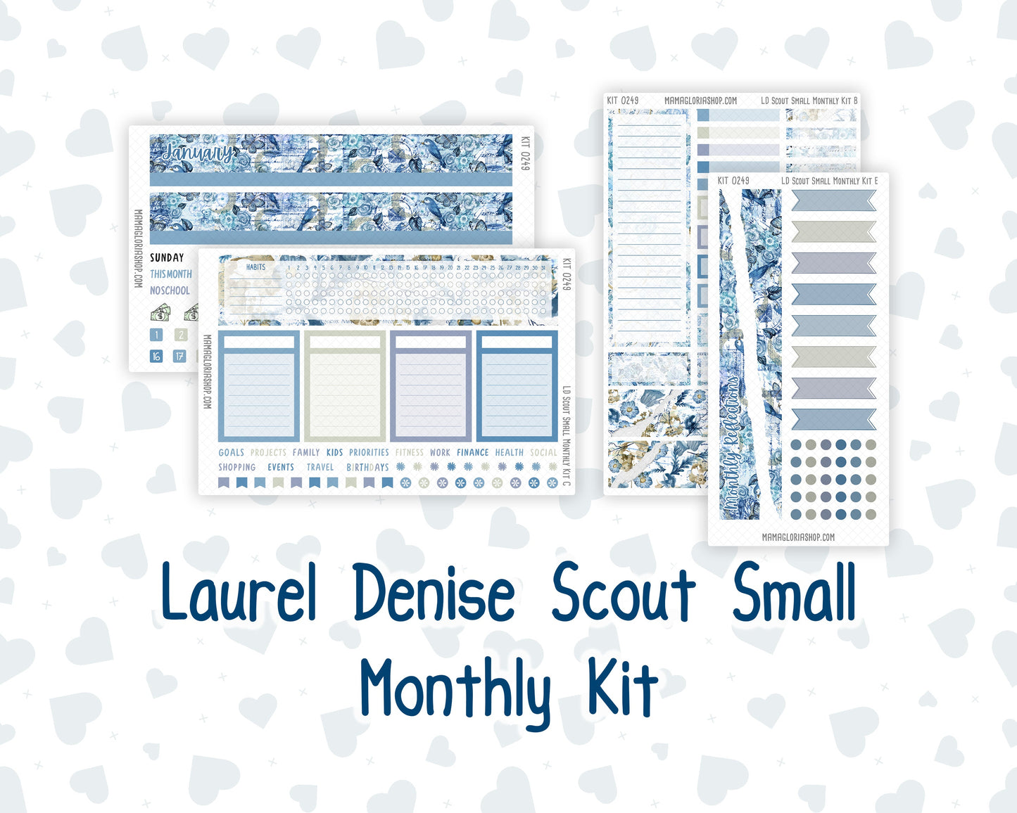 Kit 0249 - Laurel Denise The Scout Planner Small - Monthly Kit - January - Icy Lace
