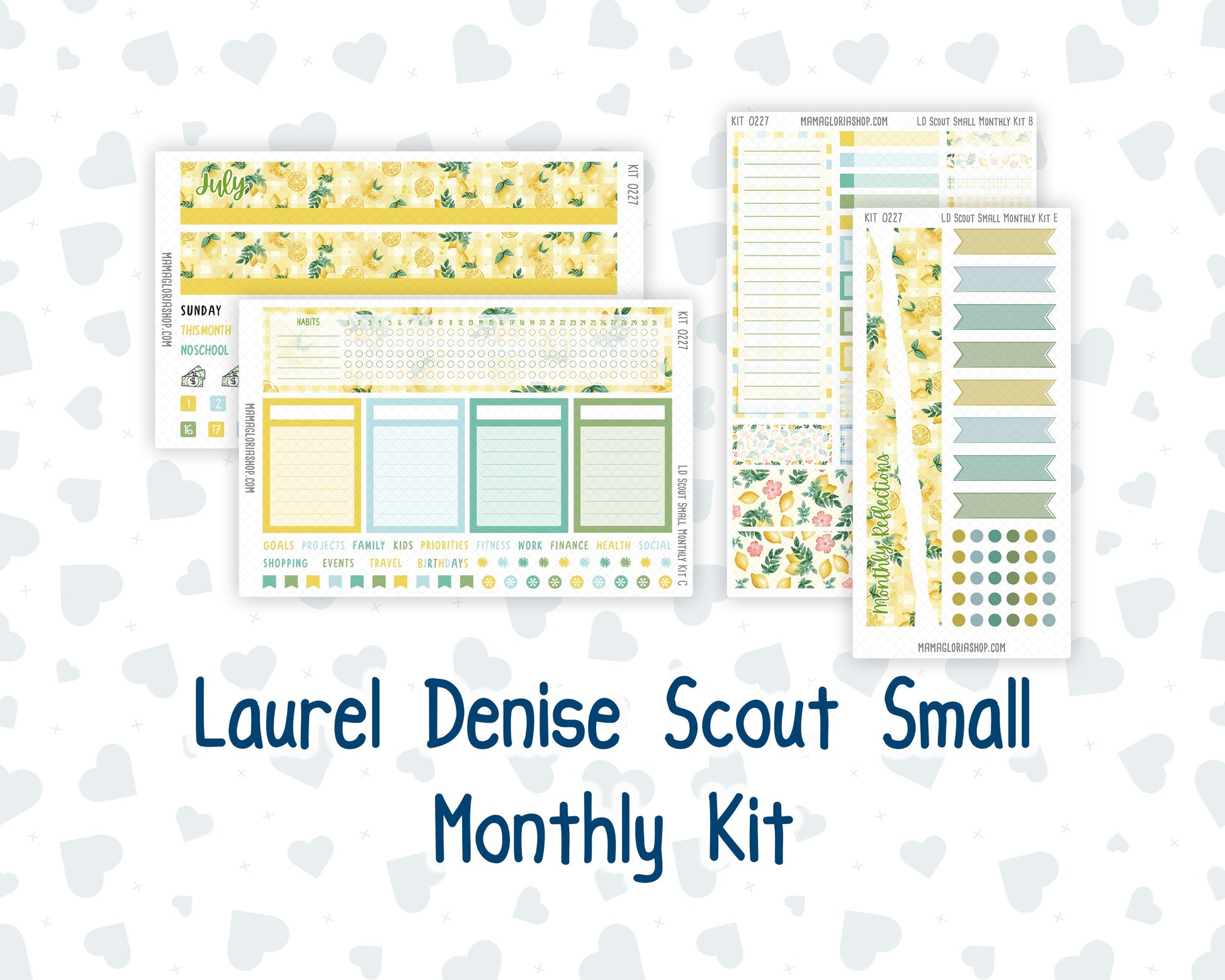 Kit 0227 - Laurel Denise The Scout Planner Small - Monthly Kit - July - Lemon Grove