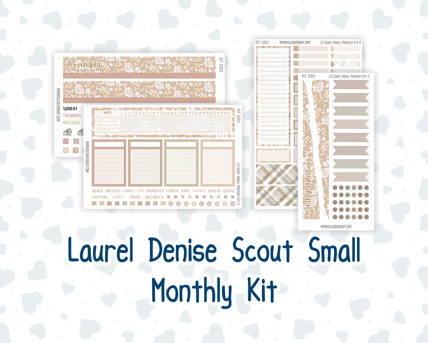 Kit 0301 - Laurel Denise The Scout Planner Small - Monthly Kit - November - Sunday Comfort