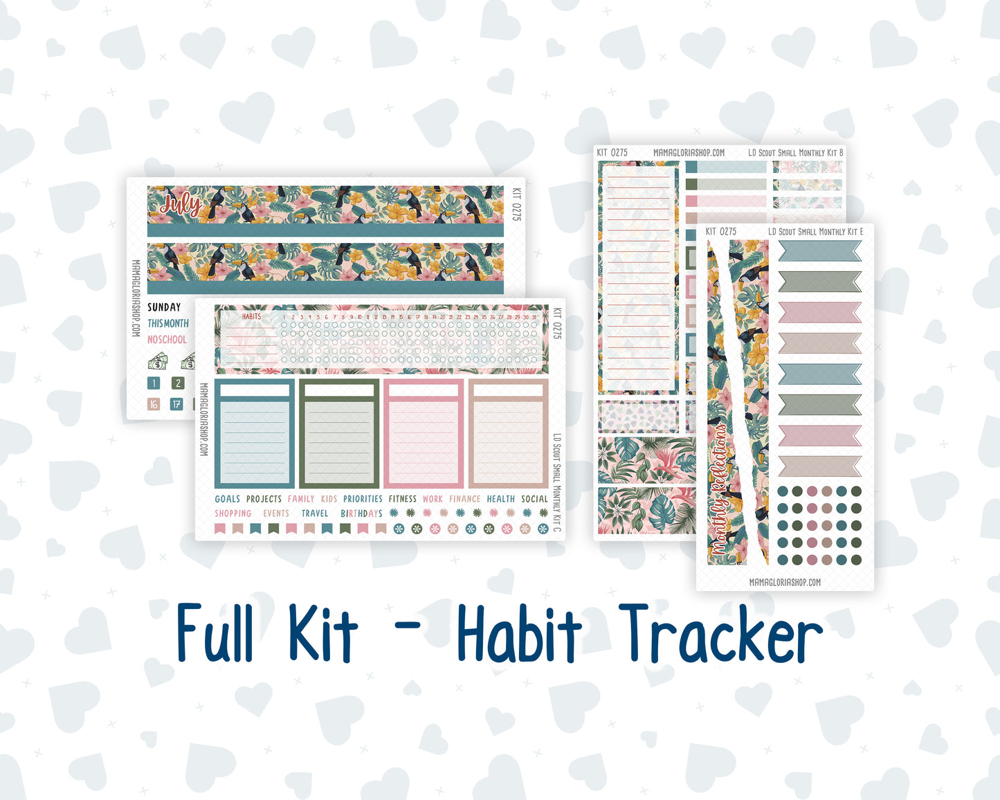 Kit 0275 - Laurel Denise The Scout Planner Small - Monthly Kit - July - Tropical Safari Blush