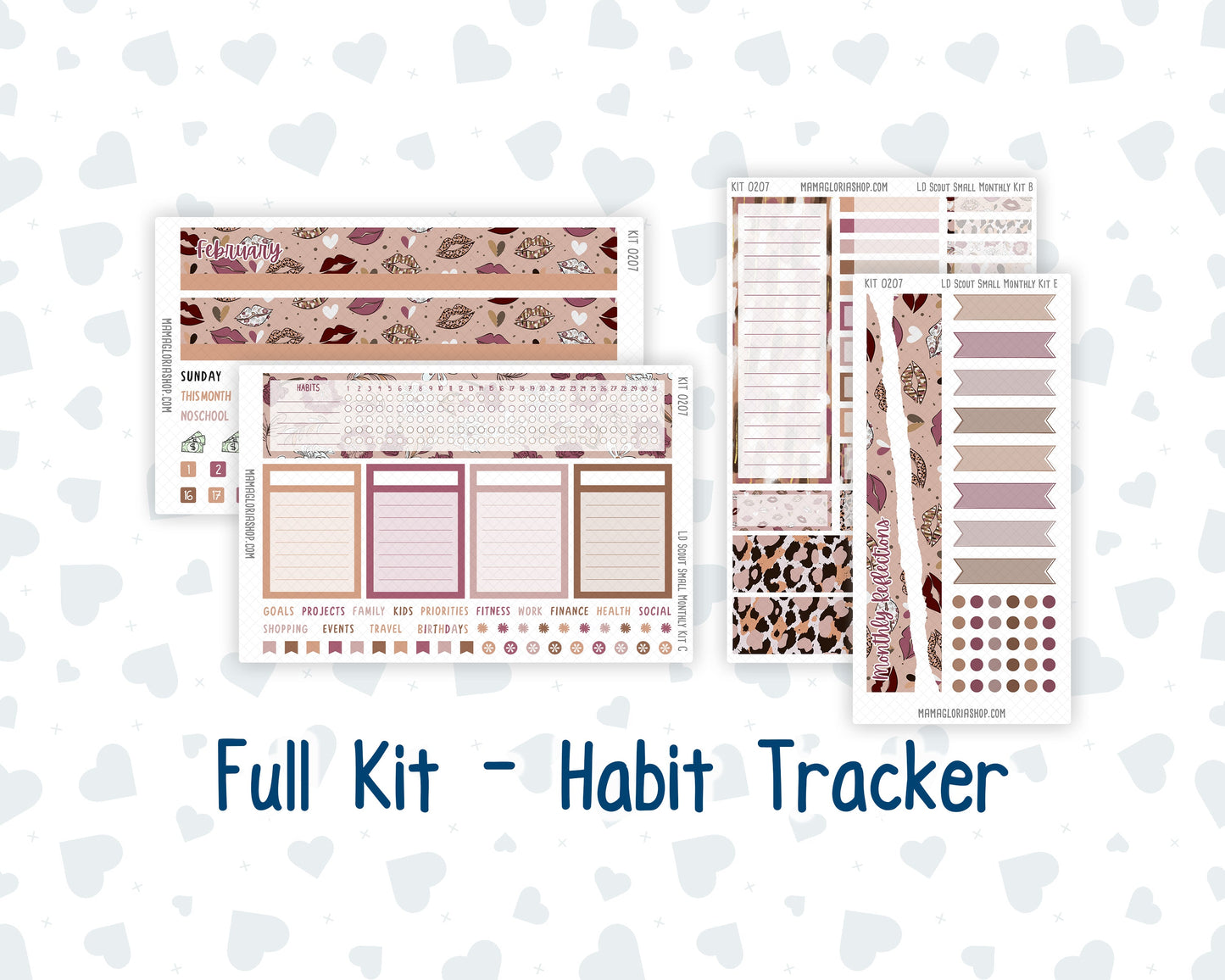 Kit 0207 - Laurel Denise The Scout Planner Small - Monthly Kit - February - Wild Love