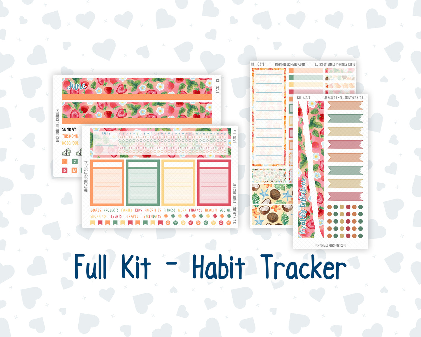 Kit 0271 - Laurel Denise The Scout Planner Small - Monthly Kit - June - Strawberry Shore