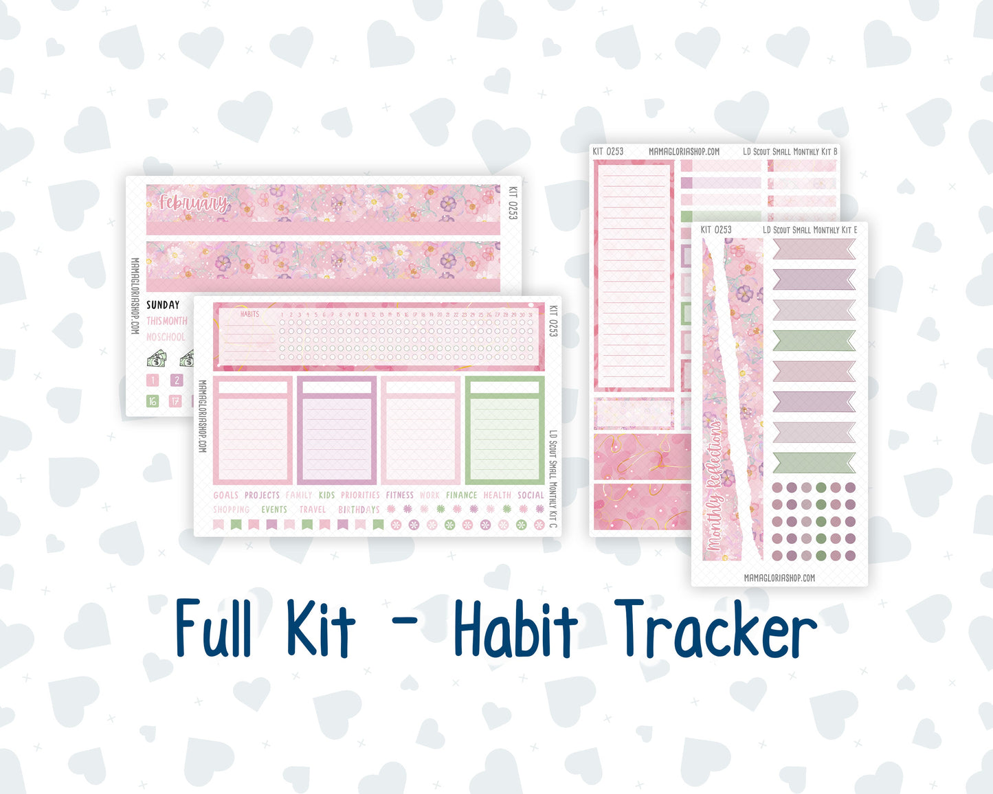 Kit 0253 - Laurel Denise The Scout Planner Small - Monthly Kit - February - Rosy Daydreams