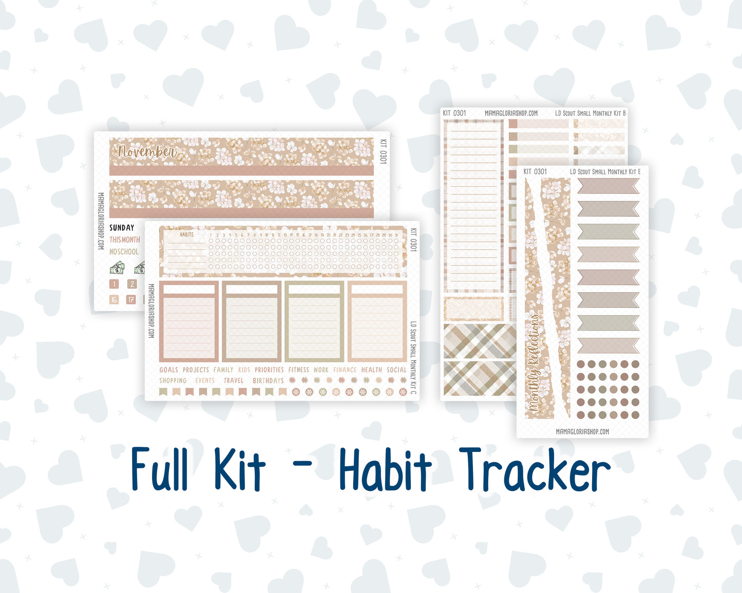 Kit 0301 - Laurel Denise The Scout Planner Small - Monthly Kit - November - Sunday Comfort