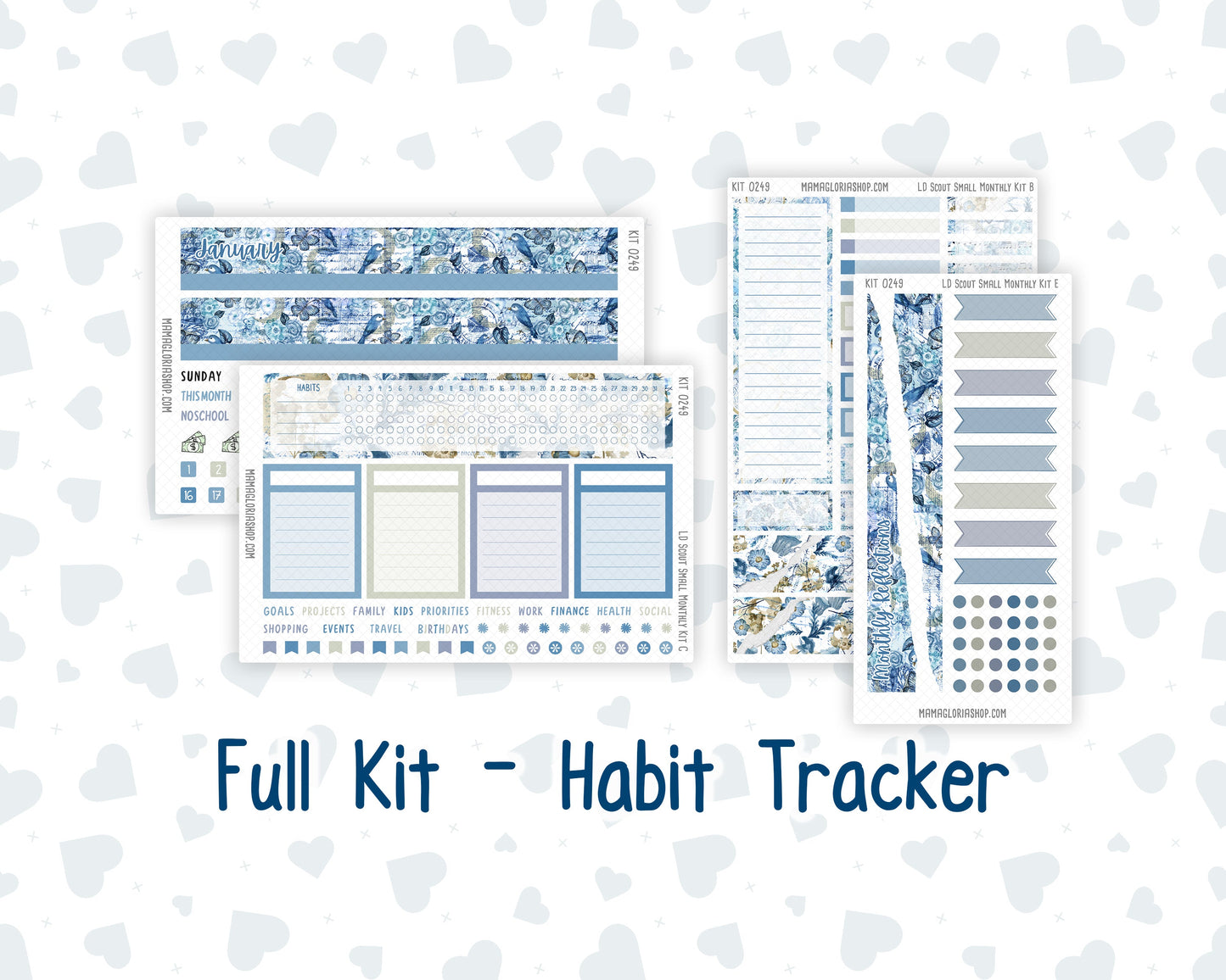 Kit 0249 - Laurel Denise The Scout Planner Small - Monthly Kit - January - Icy Lace