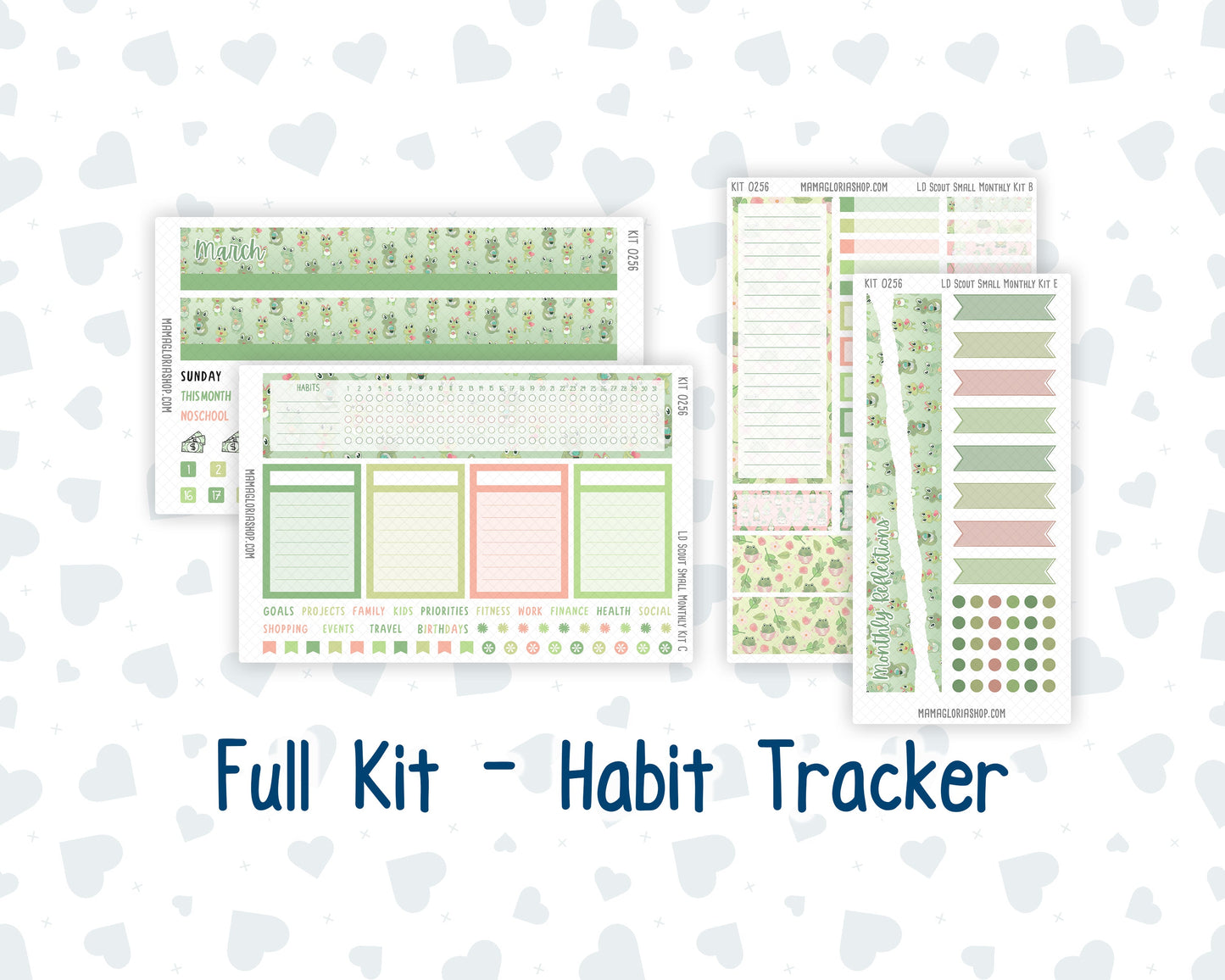Kit 0256 - Laurel Denise The Scout Planner Small - Monthly Kit - March - Froggy Luck