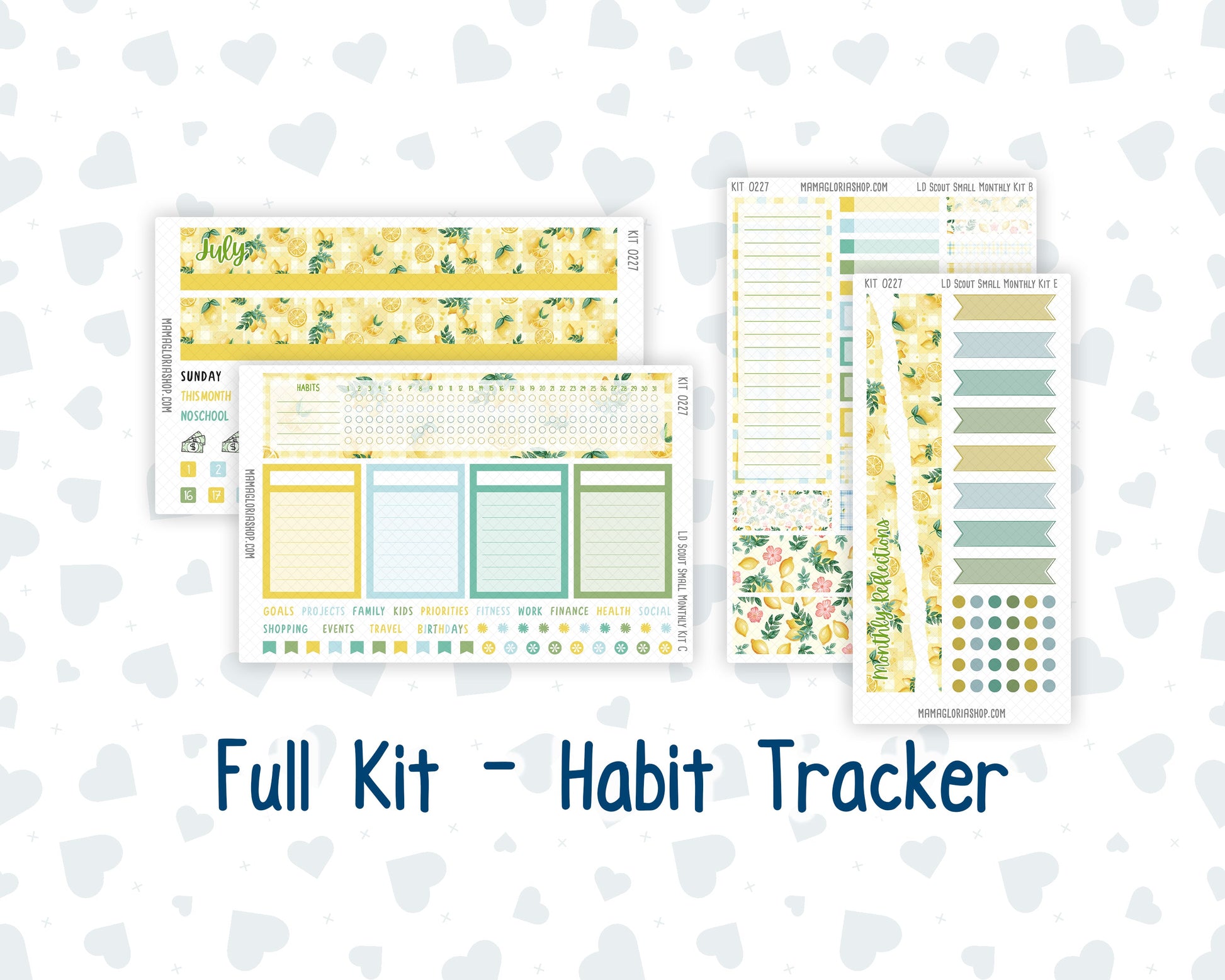 Kit 0227 - Laurel Denise The Scout Planner Small - Monthly Kit - July - Lemon Grove