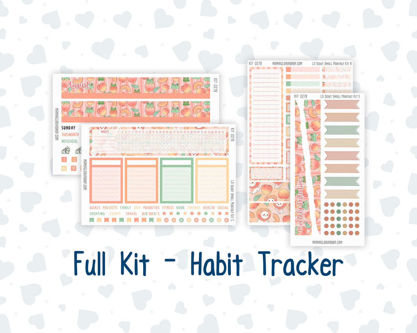 Kit 0278 - Laurel Denise The Scout Planner Small - Monthly Kit - August - Oops, All Peaches