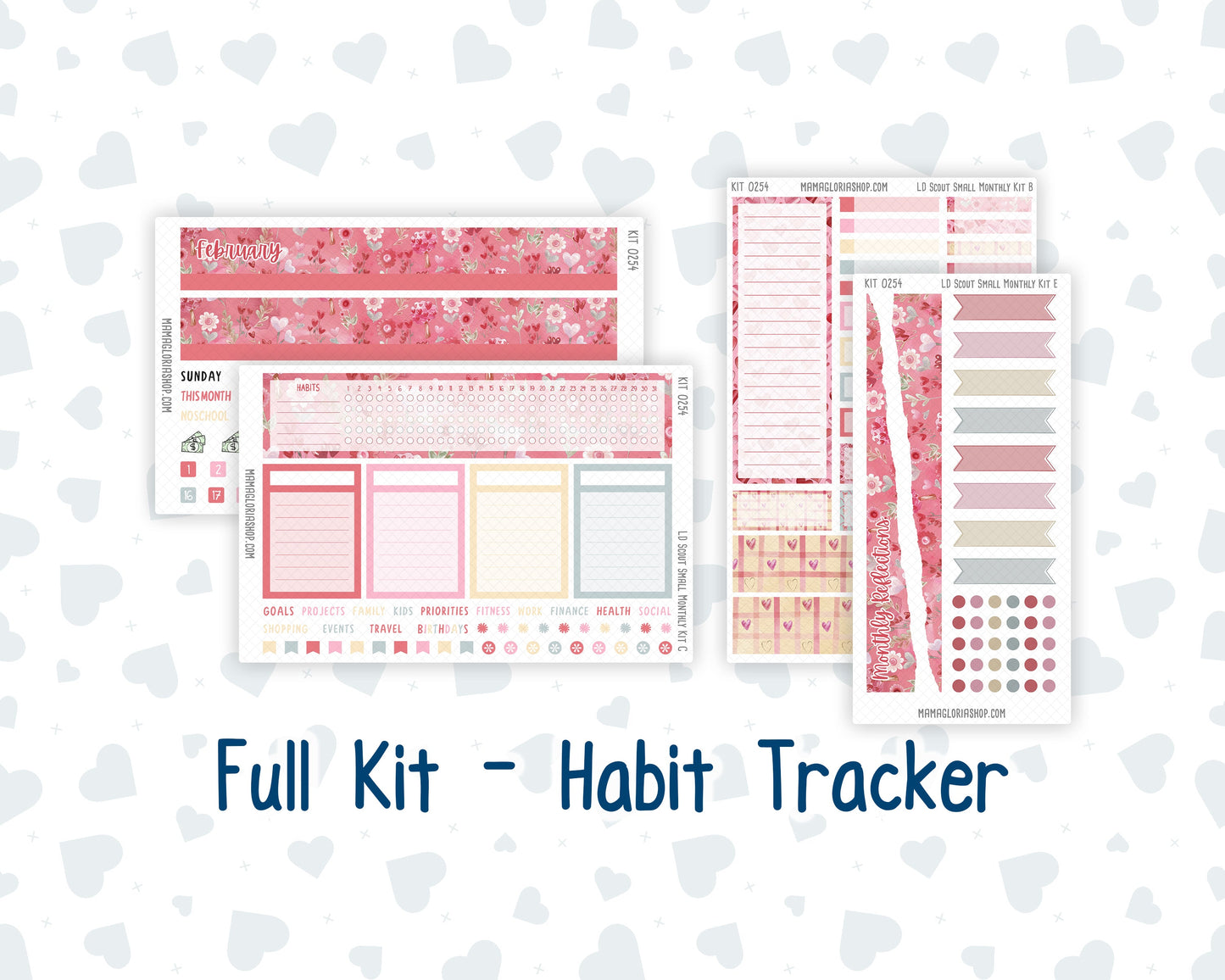 Kit 0254 - Laurel Denise The Scout Planner Small - Monthly Kit - February - Valentine Village