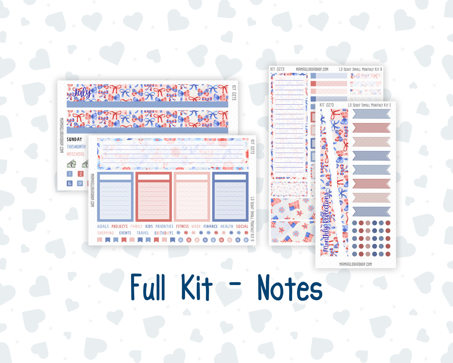Kit 0273 - Laurel Denise The Scout Planner Small - Monthly Kit - July - Americana In Bloom