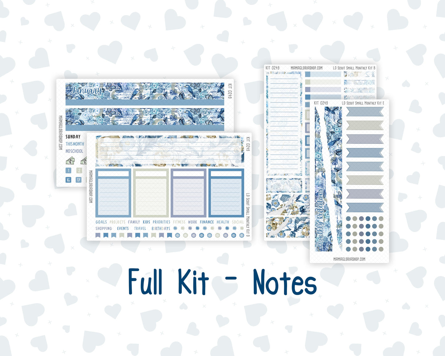 Kit 0249 - Laurel Denise The Scout Planner Small - Monthly Kit - January - Icy Lace