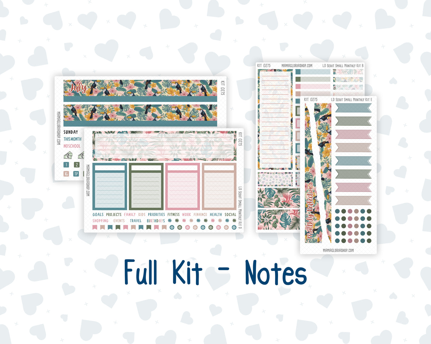 Kit 0275 - Laurel Denise The Scout Planner Small - Monthly Kit - July - Tropical Safari Blush
