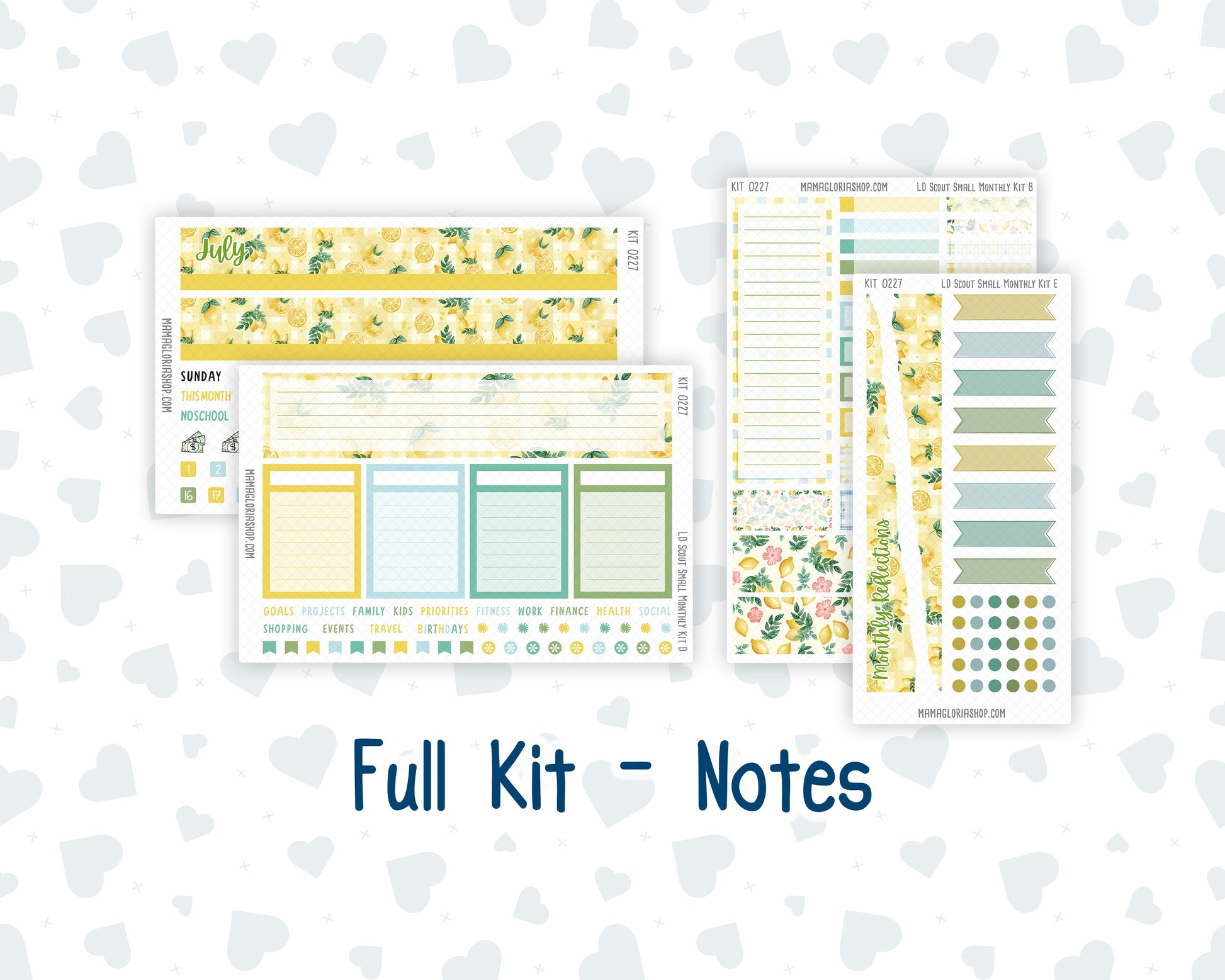 Kit 0227 - Laurel Denise The Scout Planner Small - Monthly Kit - July - Lemon Grove