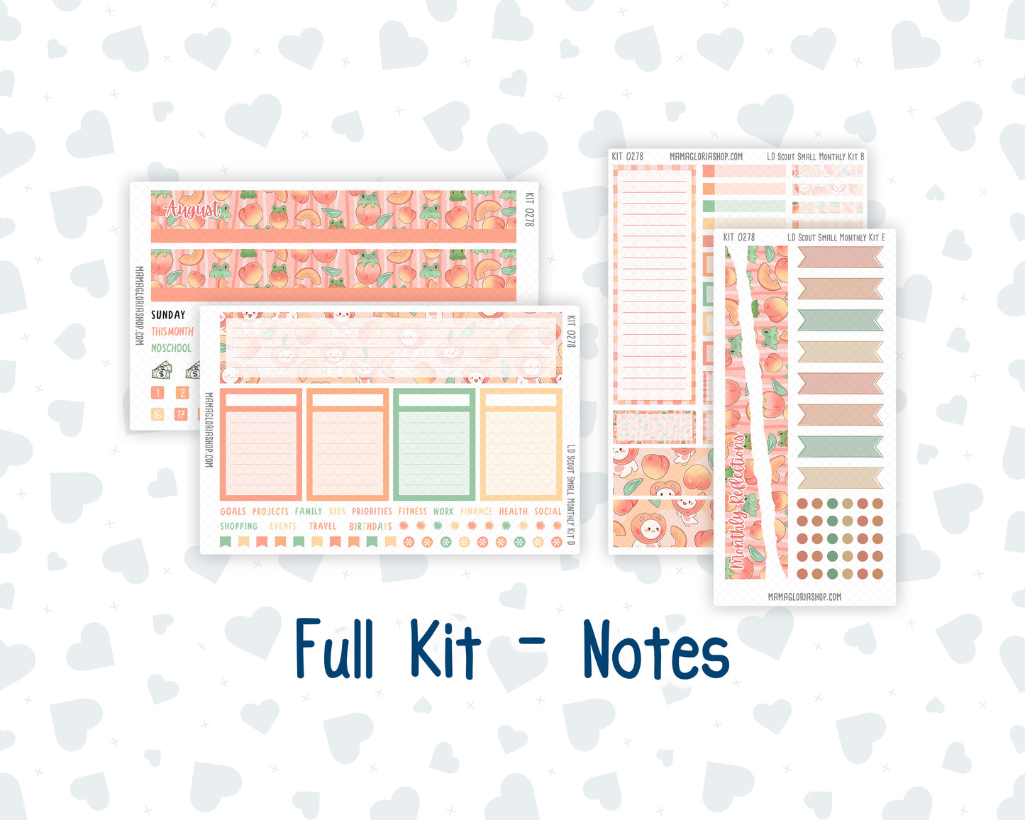 Kit 0278 - Laurel Denise The Scout Planner Small - Monthly Kit - August - Oops, All Peaches