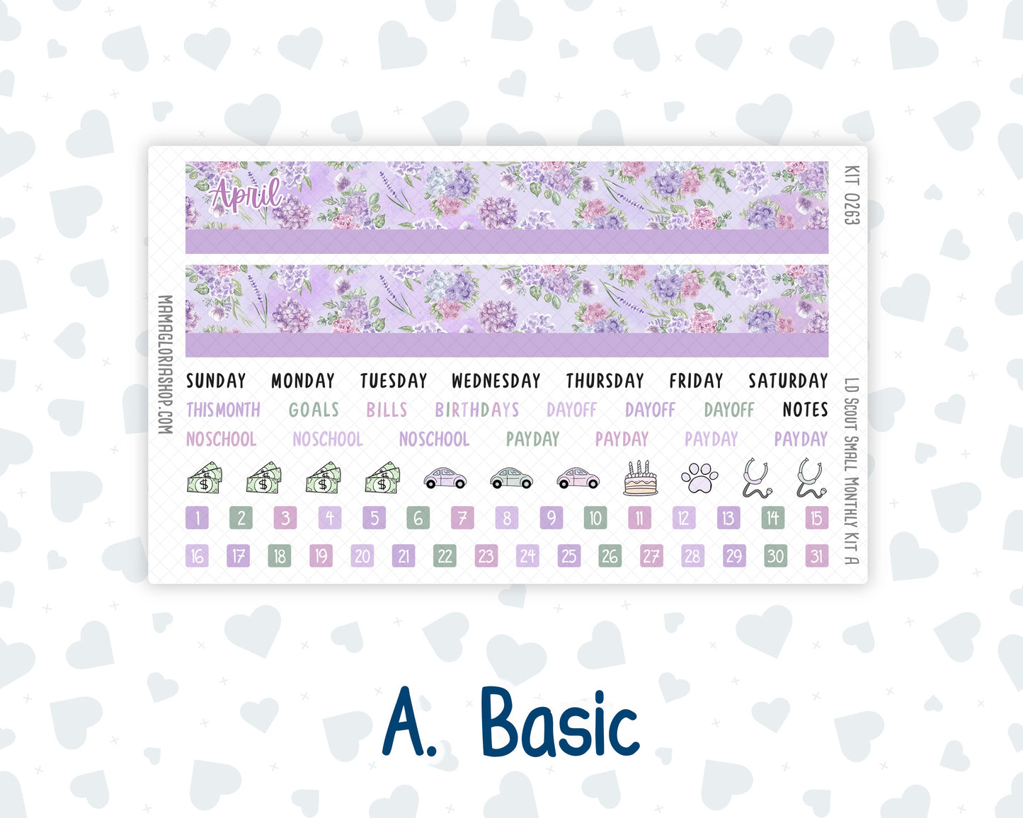 Kit 0263 - Laurel Denise The Scout Planner Small - Monthly Kit - April - Lavender Drift