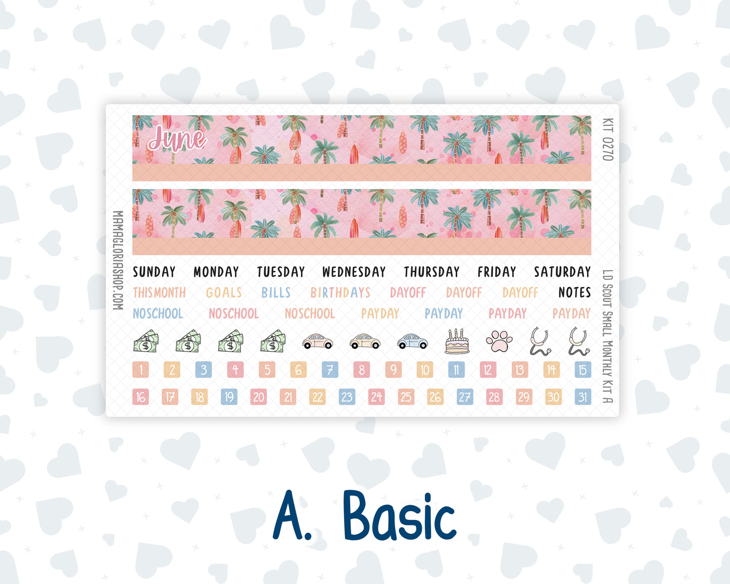 Kit 0270 - Laurel Denise The Scout Planner Small - Monthly Kit - June - Beachside Bliss