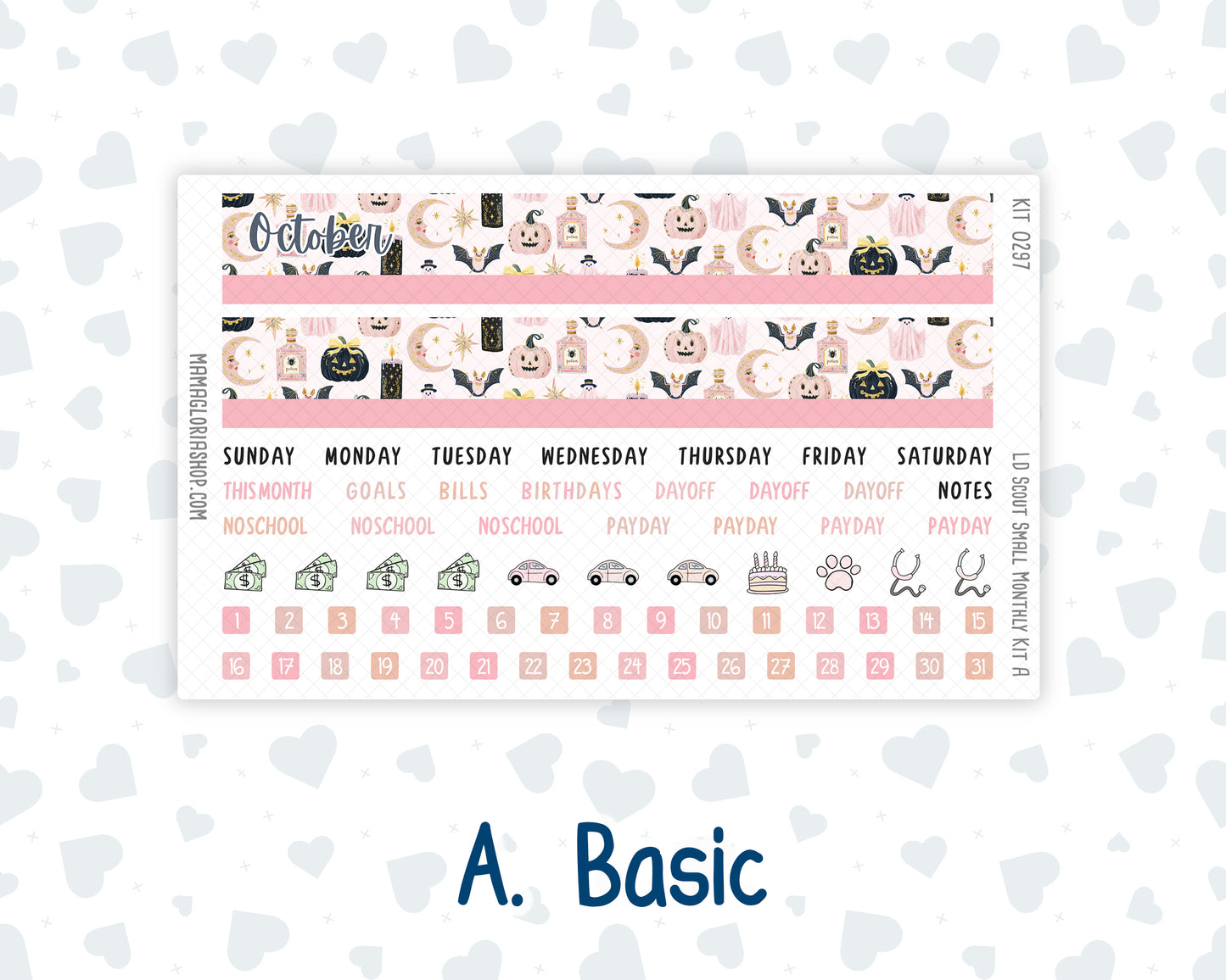 Kit 0297 - Laurel Denise The Scout Planner Small - Monthly Kit - October - Pink Spell