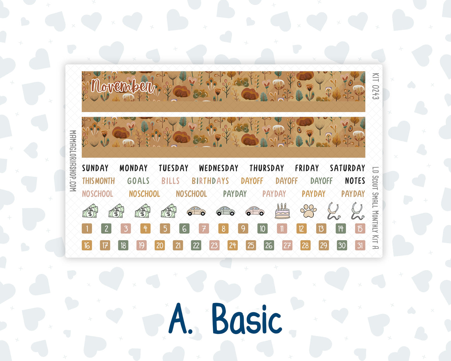 Kit 0243 - Laurel Denise The Scout Planner Small - Monthly Kit - November - Boho Autumn