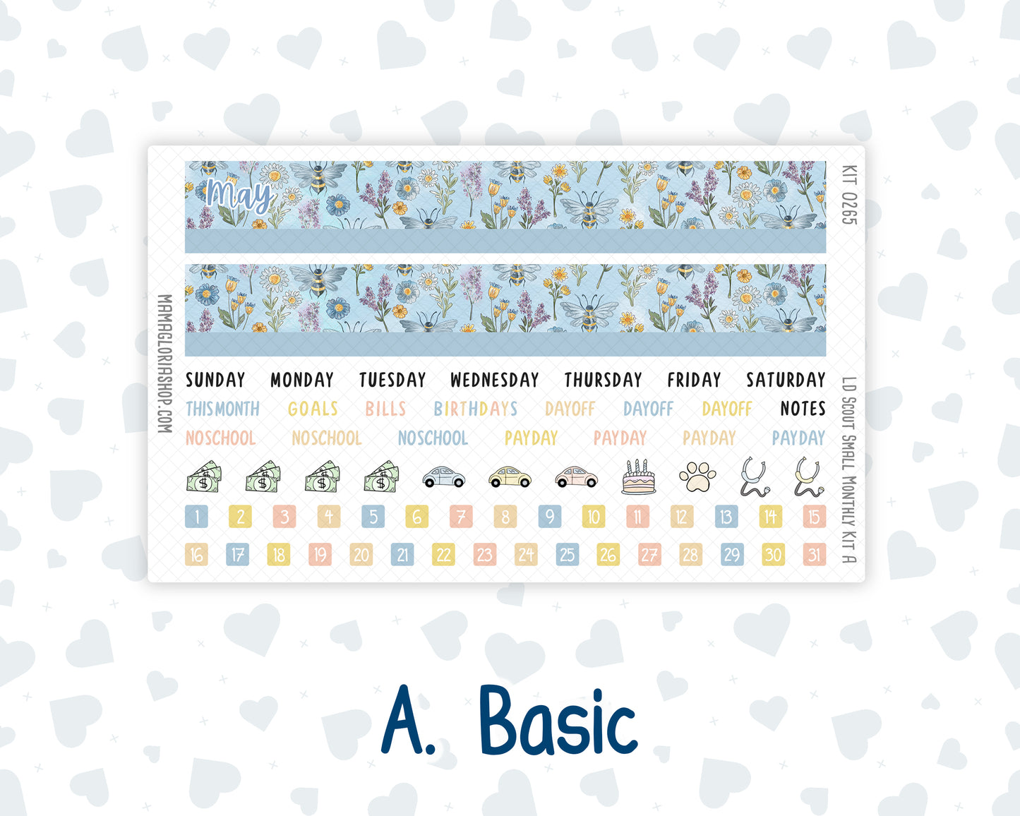 Kit 0265 - Laurel Denise The Scout Planner Small - Monthly Kit - May - Honeybee Sky
