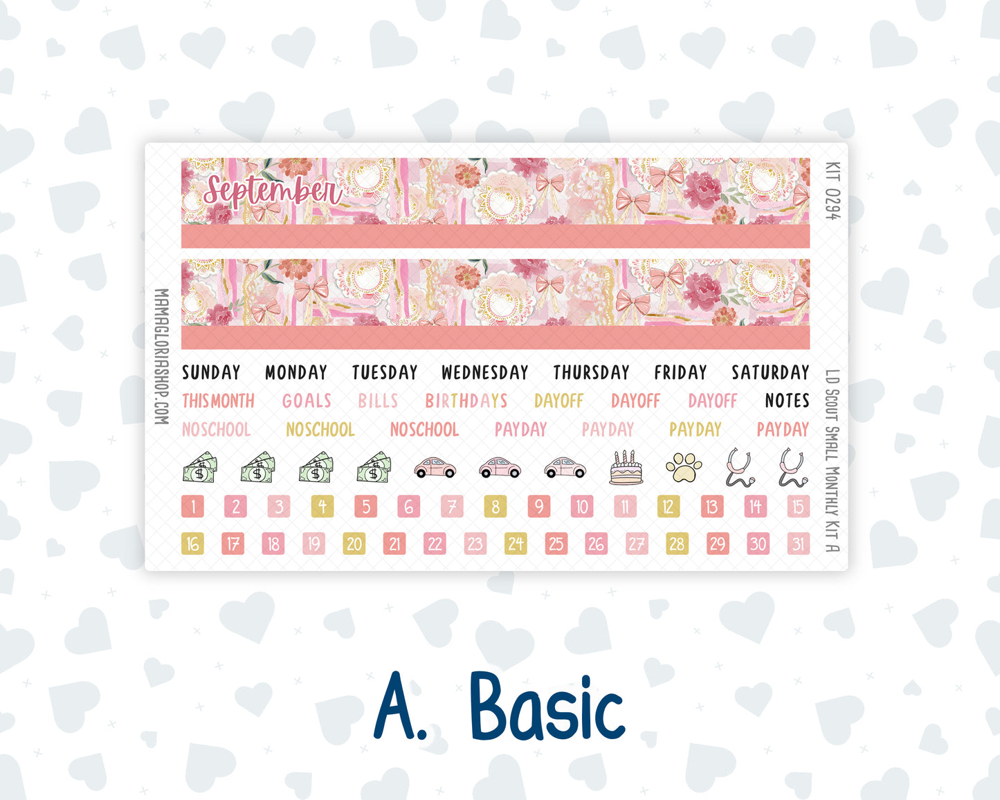 Kit 0294 - Laurel Denise The Scout Planner Small - Monthly Kit - September - Rosy Reveria