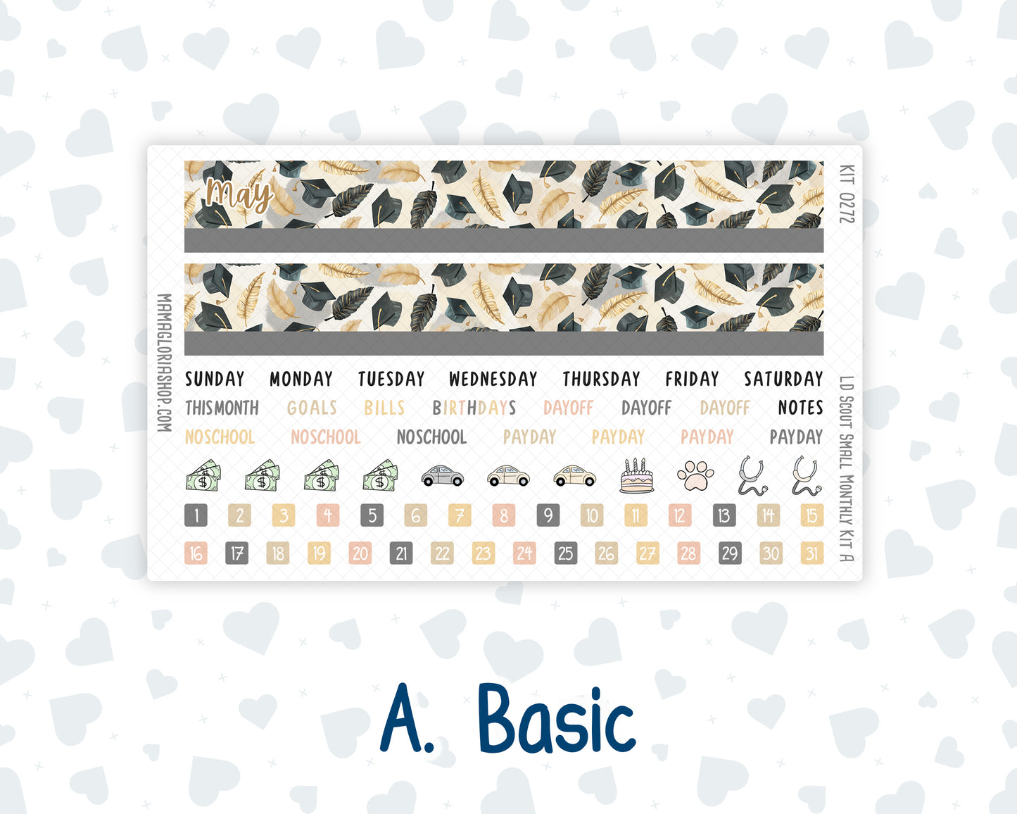 Kit 0272 - Laurel Denise The Scout Planner Small - Monthly Kit - May - Graduation