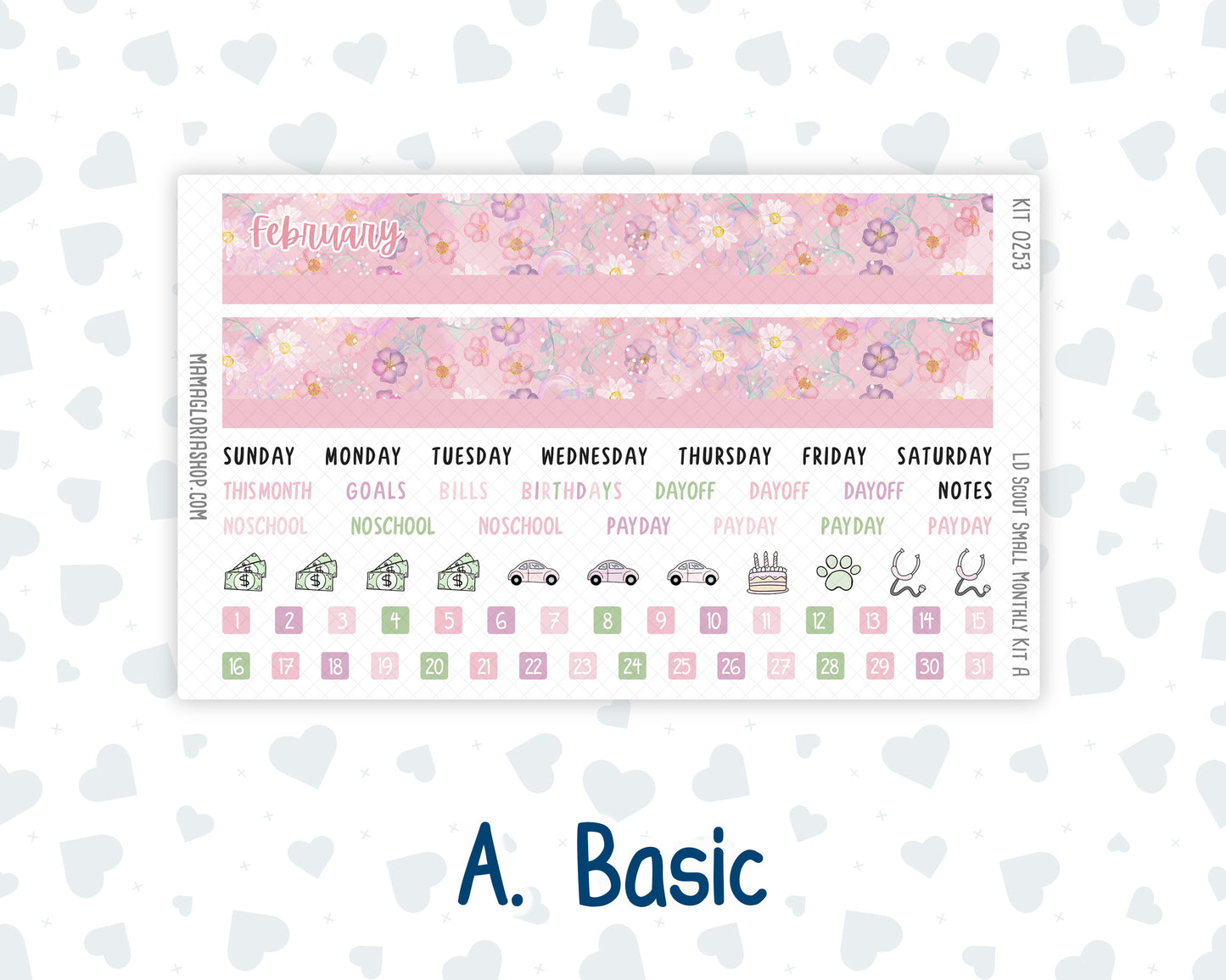 Kit 0253 - Laurel Denise The Scout Planner Small - Monthly Kit - February - Rosy Daydreams