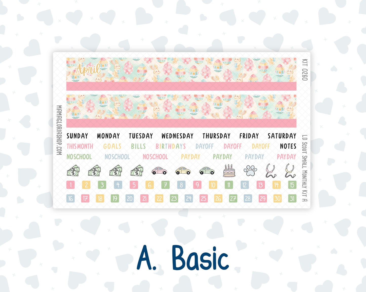 Kit 0260 - Laurel Denise The Scout Planner Small - Monthly Kit - April - Pastel Egg Hunt