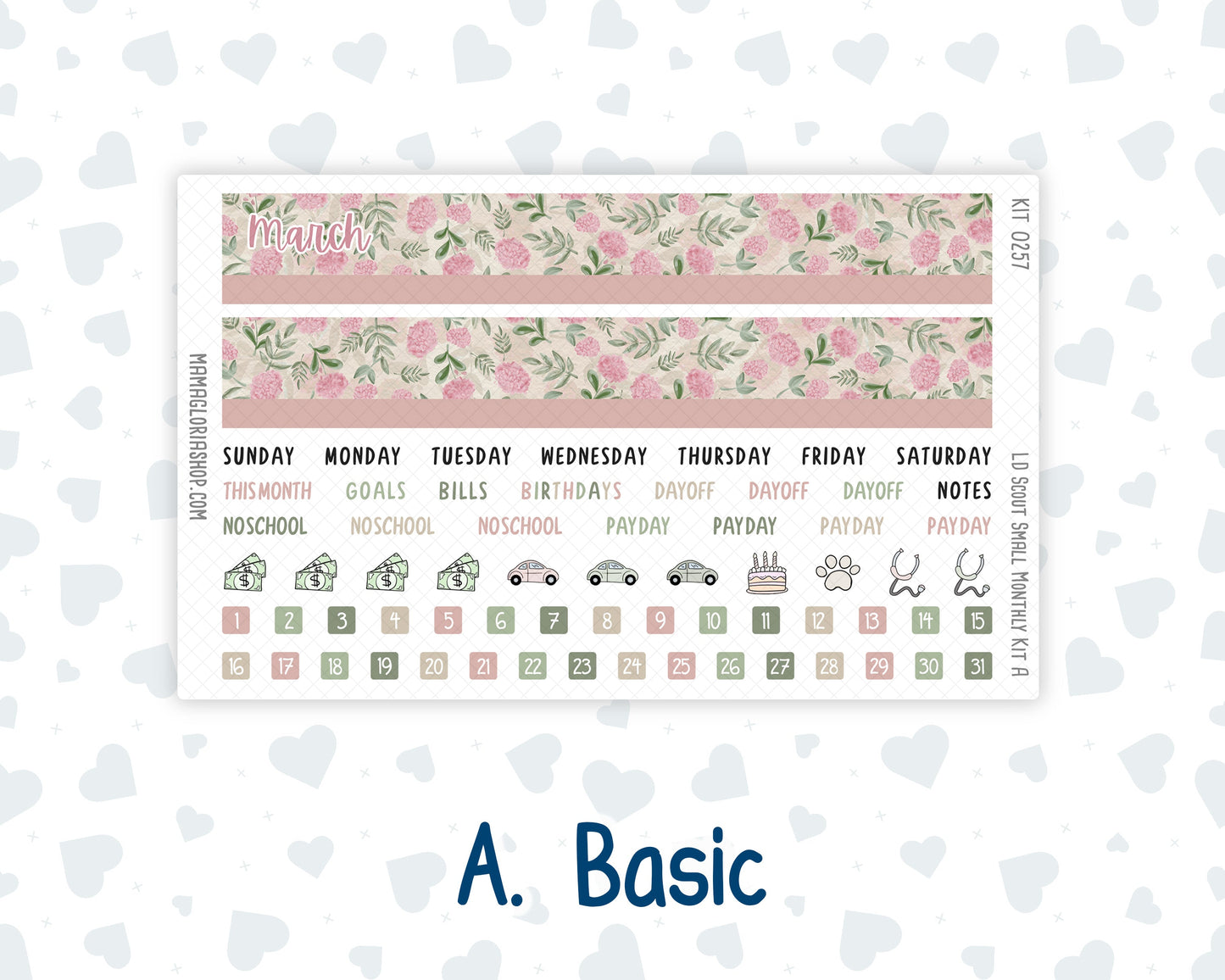 Kit 0257 - Laurel Denise The Scout Planner Small - Monthly Kit - March - Blush Garden