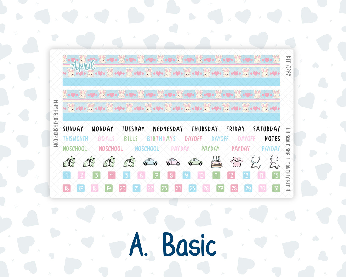 Kit 0262 - Laurel Denise The Scout Planner Small - Monthly Kit - April - Spring Puffs