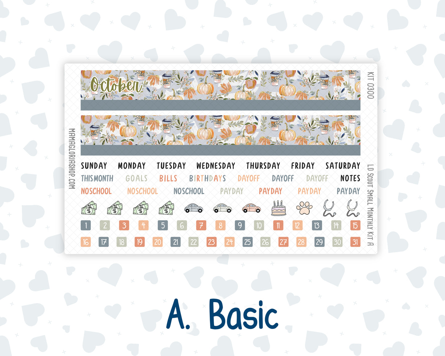 Kit 0300 - Laurel Denise The Scout Planner Small - Monthly Kit - October - Autumn Stroll